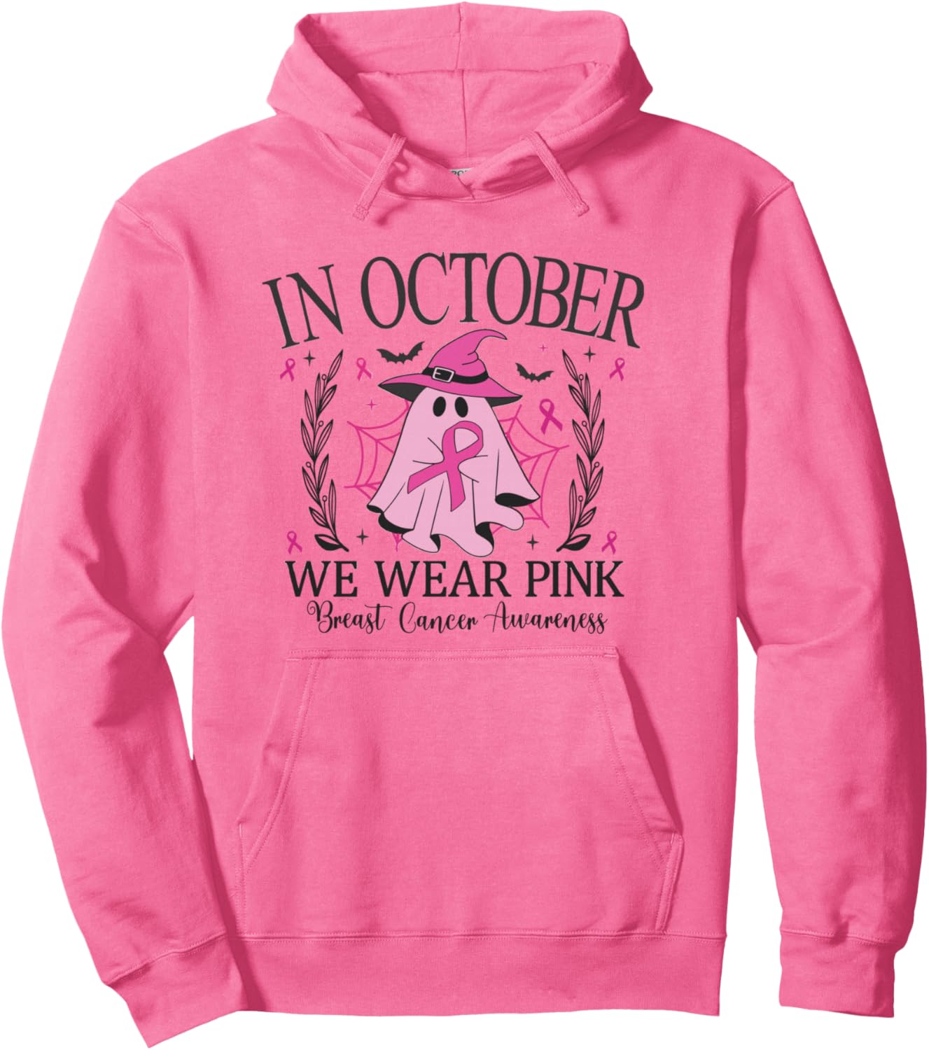 Halloween In October We Wear Pink Breast Cancer Awareness Pullover Hoodie