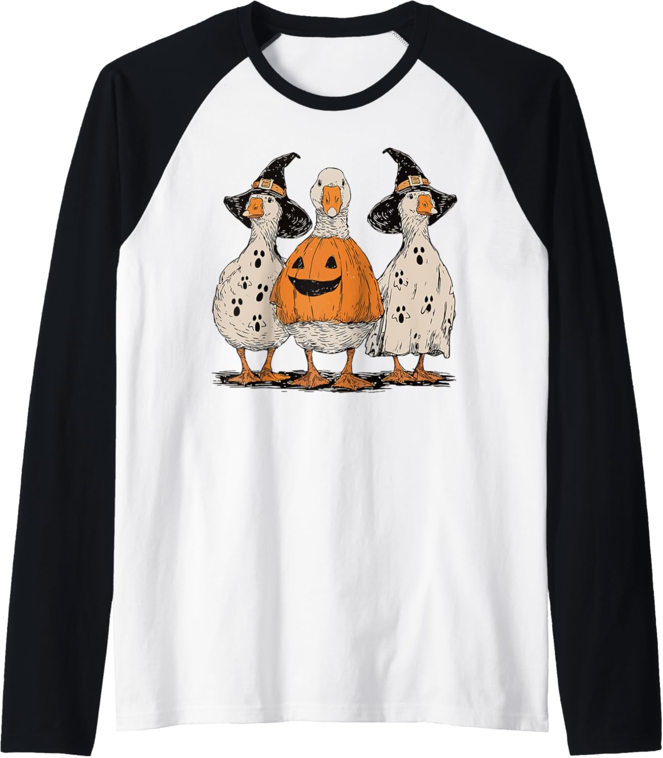 Halloween Spooky Goosey Halloween Funny Goose Witch Raglan Baseball Tee