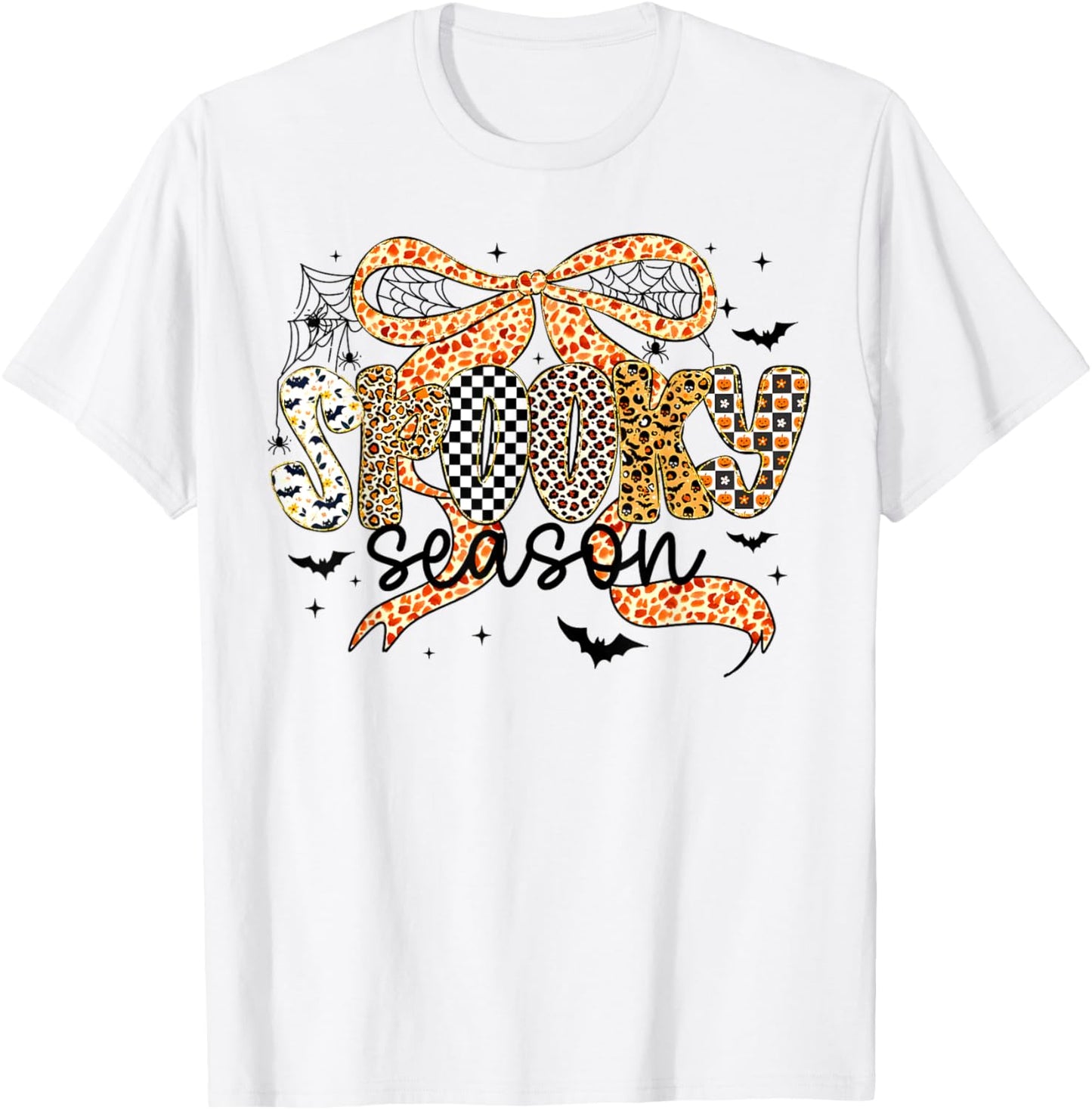 Halloween Girly Coquette Leopard Spooky Season Girl Women T-Shirt
