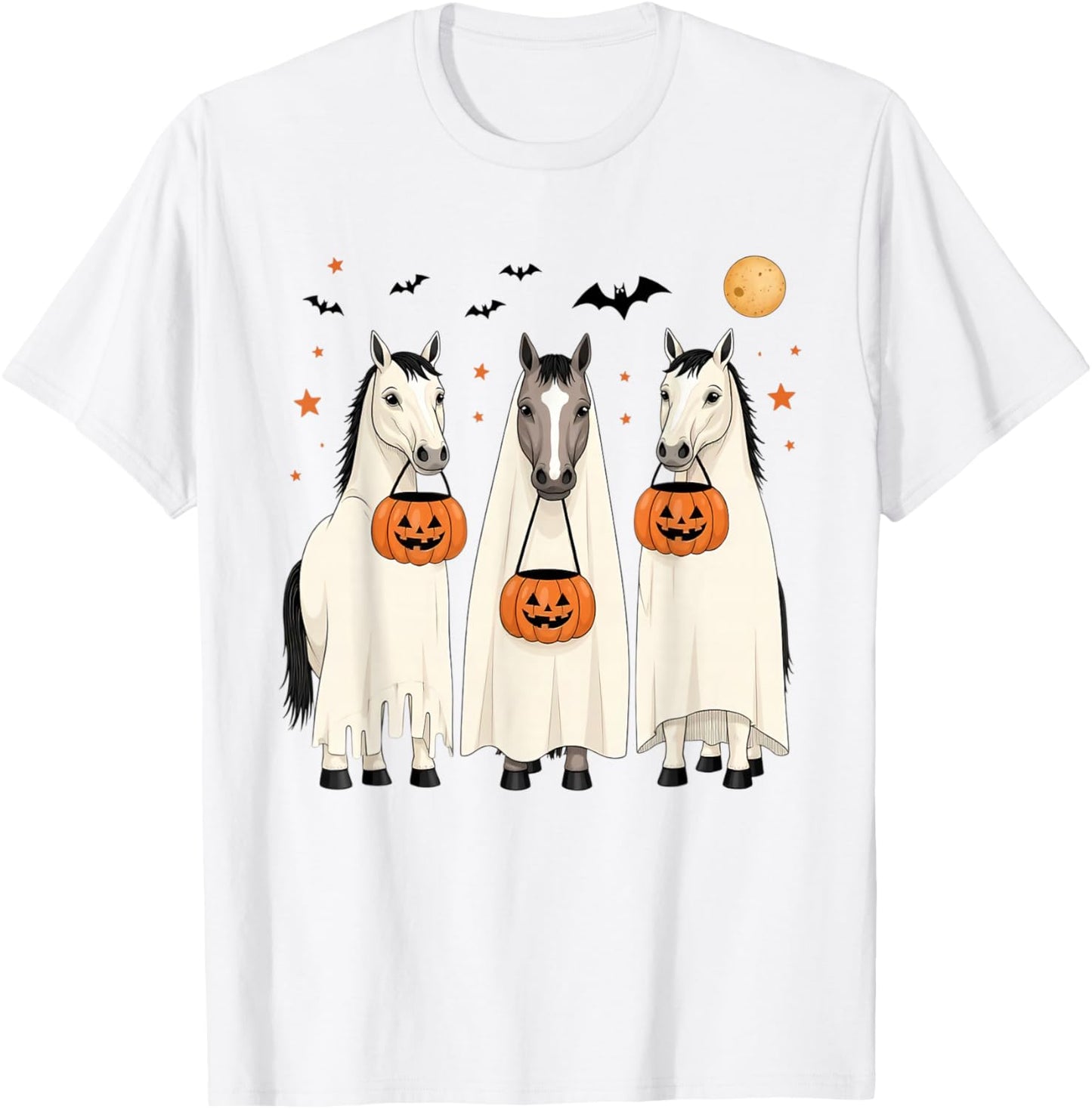 Halloween Horse Ghost Cowboy, Spooky Season Horses Costume T-Shirt