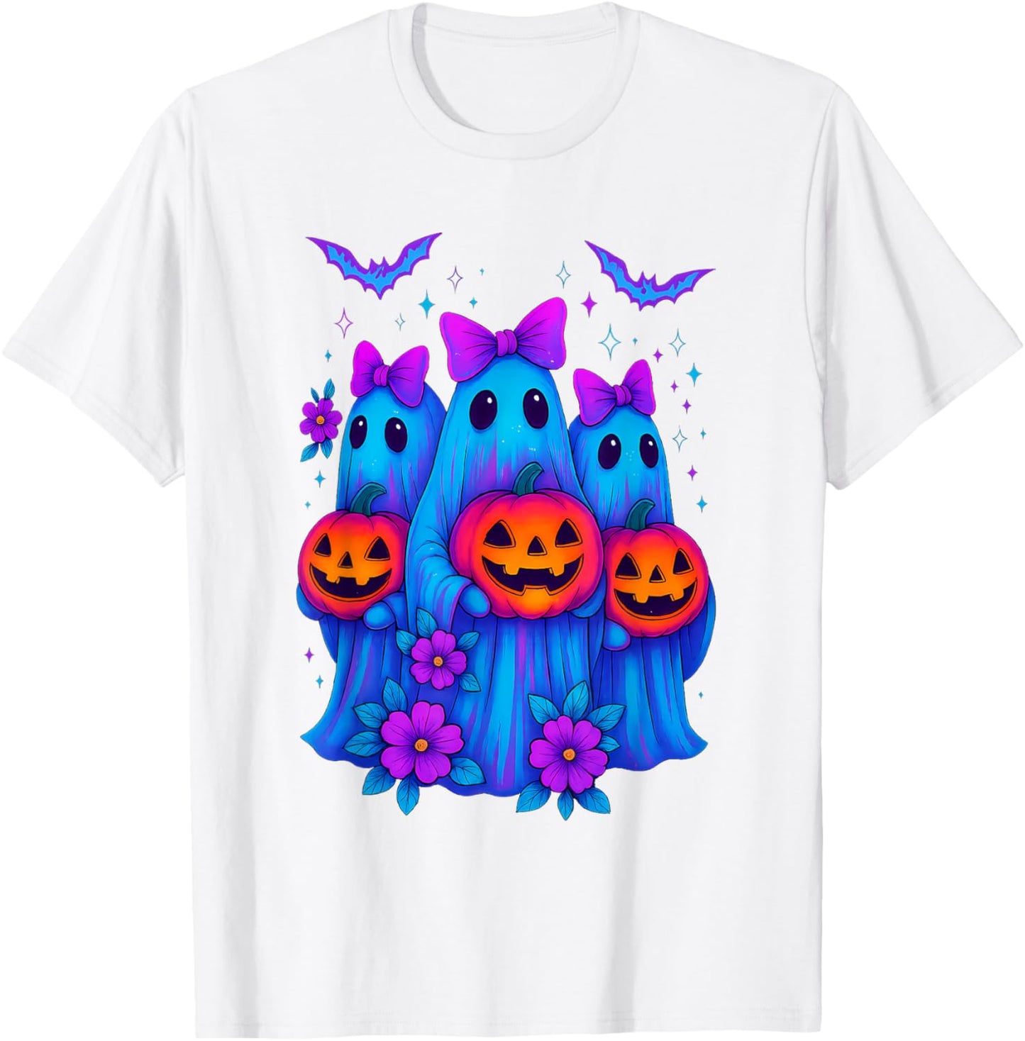 Halloween Ghost Coquette Bow Fall Pumpkin Spooky Season Girl T-Shirt