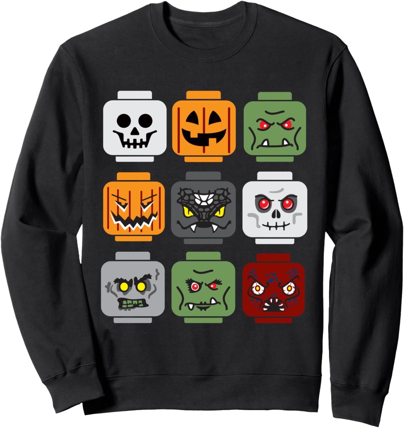 Halloween Building Brick Head Pumpkin Ghost Zombie Friends Sweatshirt
