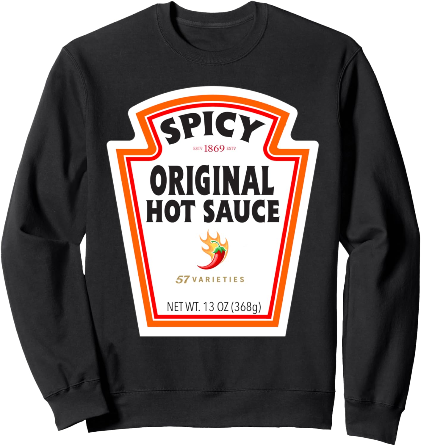 Halloween Matching Costume Spicy Chili Sauce Bottle Label Sweatshirt