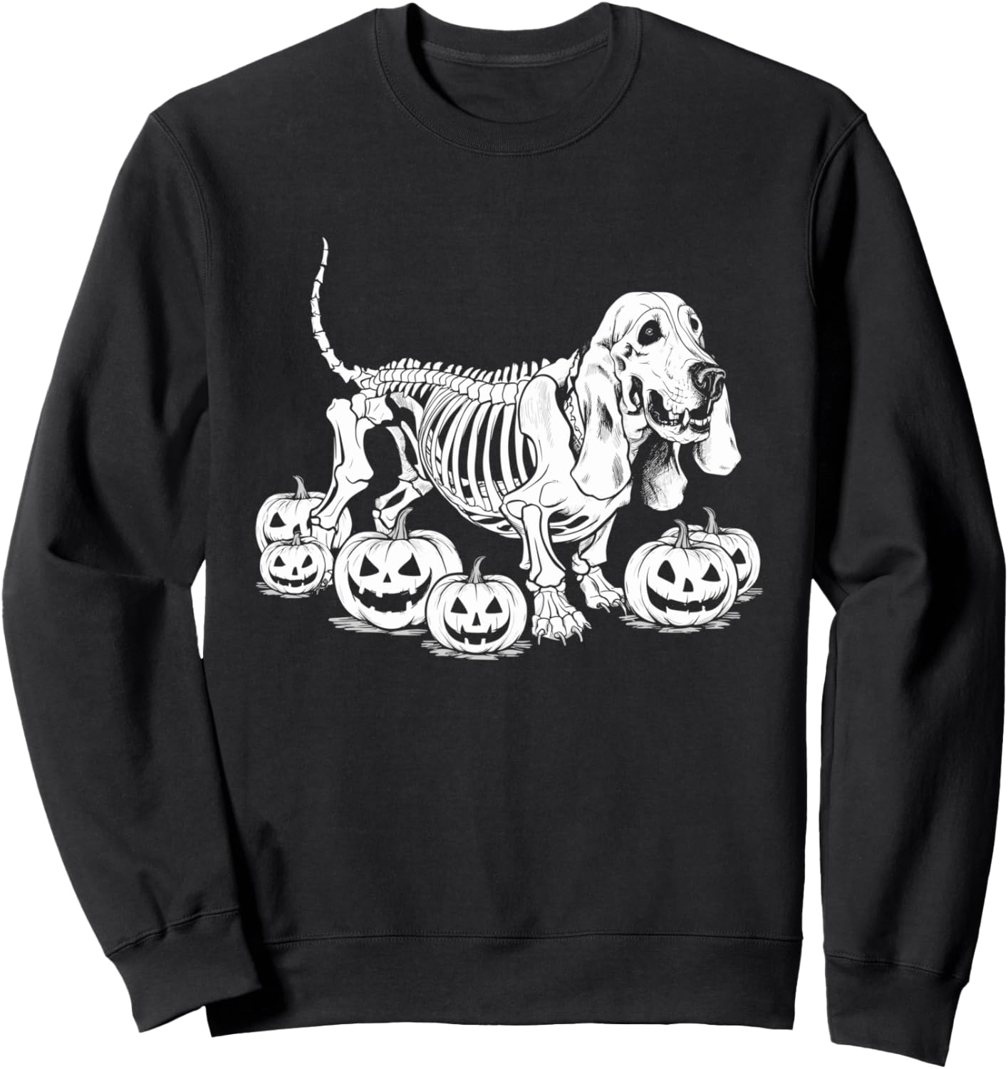 Basset Hound Skeleton Birthday Halloween Mens Womens Kids Sweatshirt