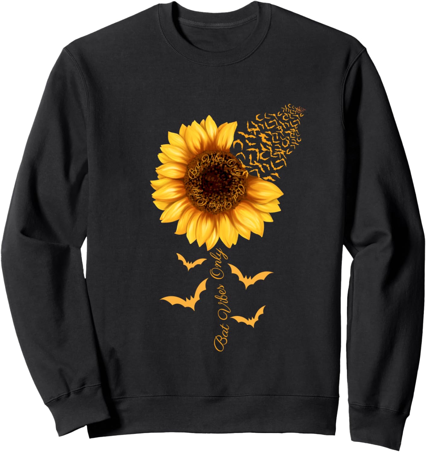 Bat Vibes Only Sunflower Halloween Thanksgiving Sweatshirt