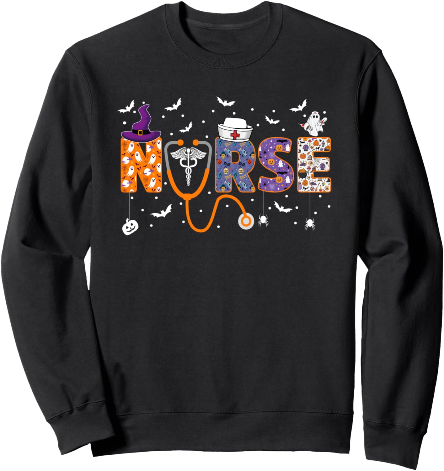 Halloween Nurse Nursing Cute Health Worker Halloween Pattern Sweatshirt
