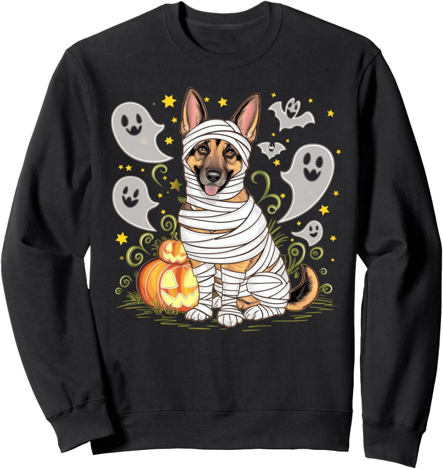Halloween German Shepherd Mummy Dog Ghosts Pumpkins Sweatshirt