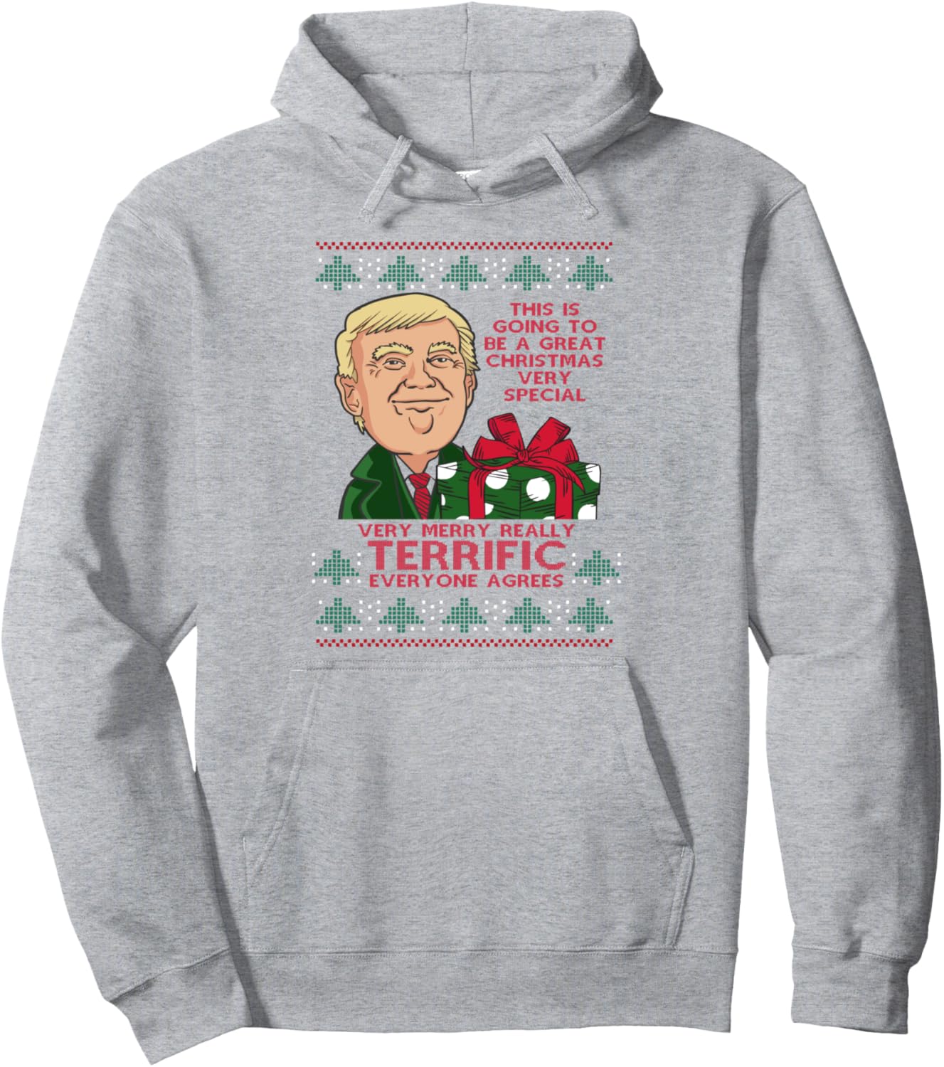 Great Terrific Merry Christmas Funny Donald Trump Xmas Ugly Pullover Hoodie