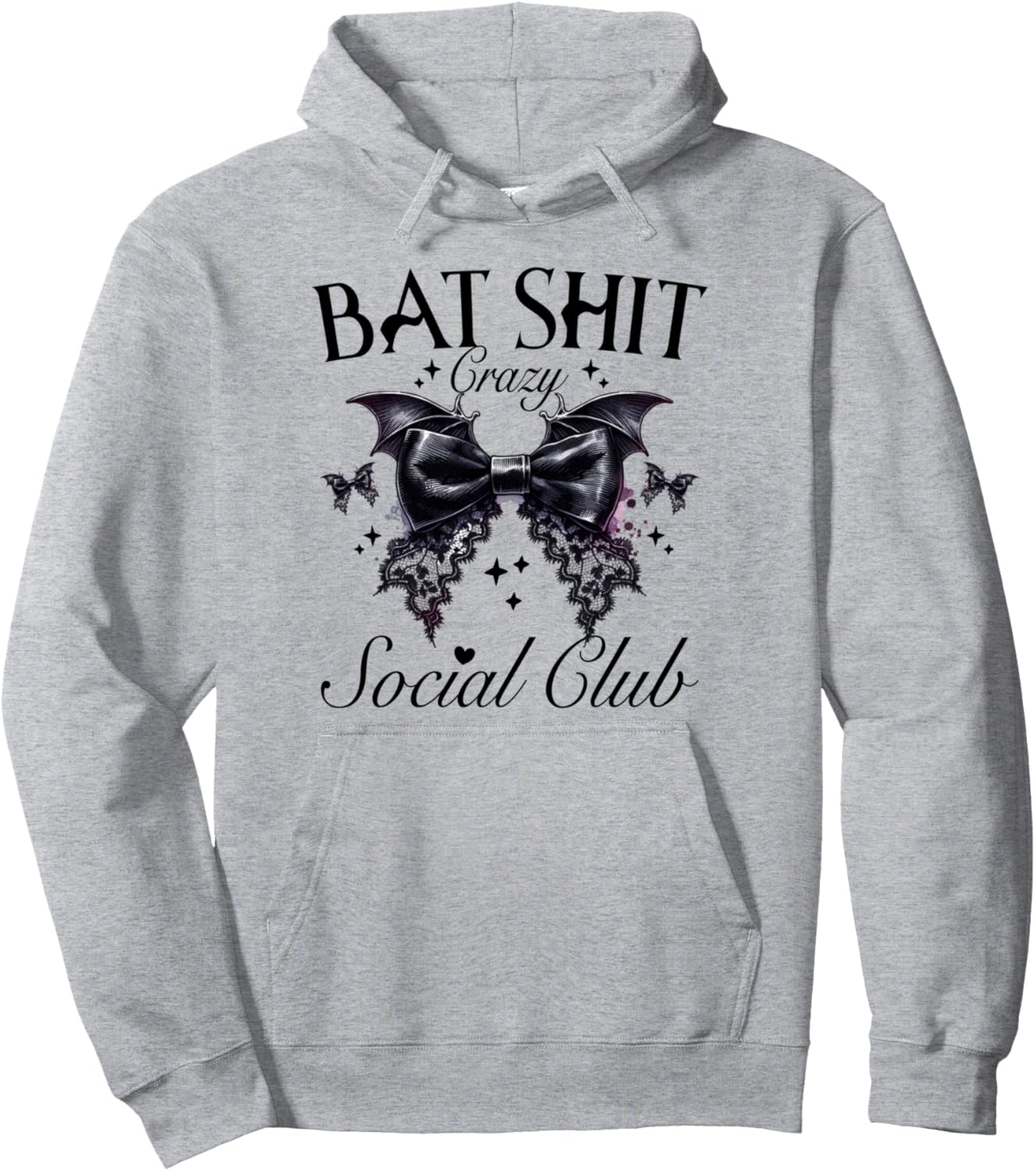 Bat Shit Gothic Crazy Social Club Black Coquette Bows Spooky Pullover Hoodie