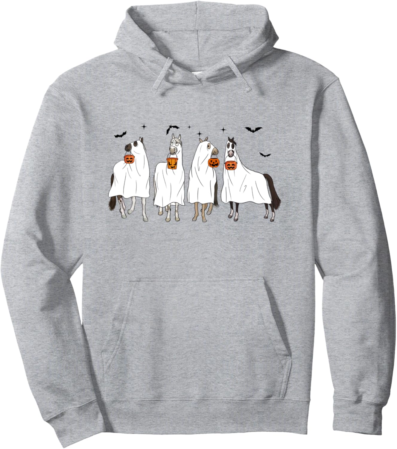 Halloween Horse Ghost Boo Cowboy Western Spooky Season Pullover Hoodie
