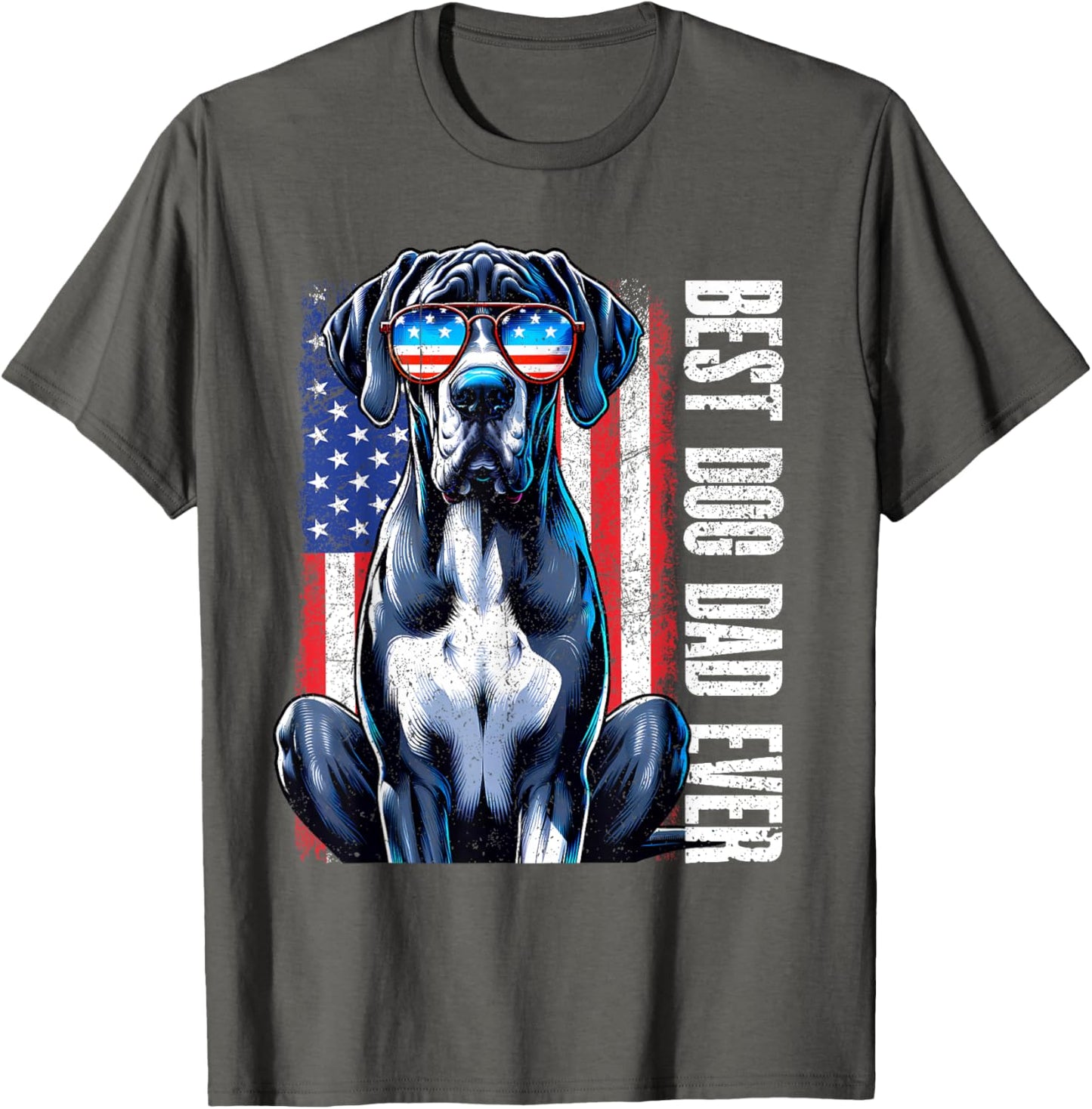 Great Dane Best Dog Dad Ever American USA US Flag Vintage T-Shirt for Men Women Kids
