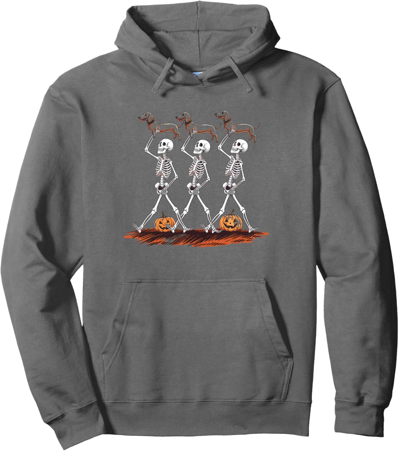 haha Dancing Skeletons Dachshund Funny Halloween Men & Women Pullover Hoodie