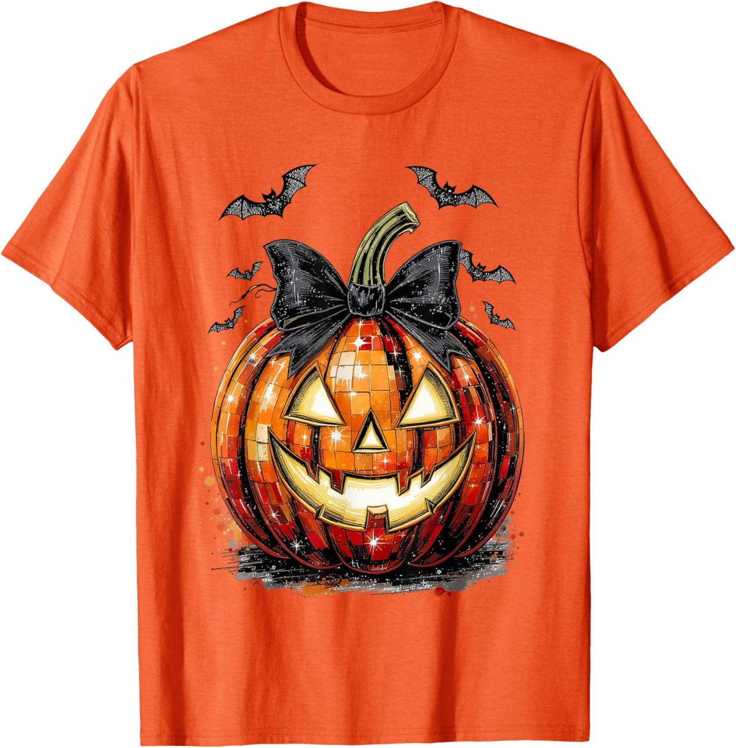 Halloween Pumpkin Disco Coquette Bow Spooky Season Autumn T-Shirt
