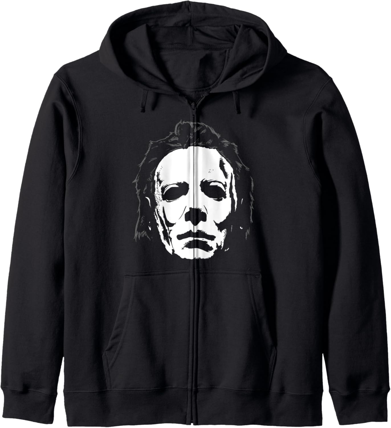 Halloween Michael Myers Mask Big Face Zip Hoodie