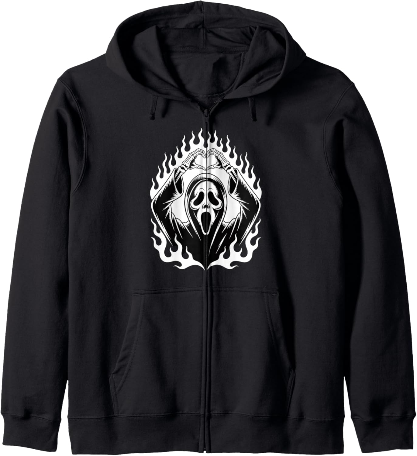Halloween Scary Face Horror Creepy Ghost Heart Hands Spooky Zip Hoodie