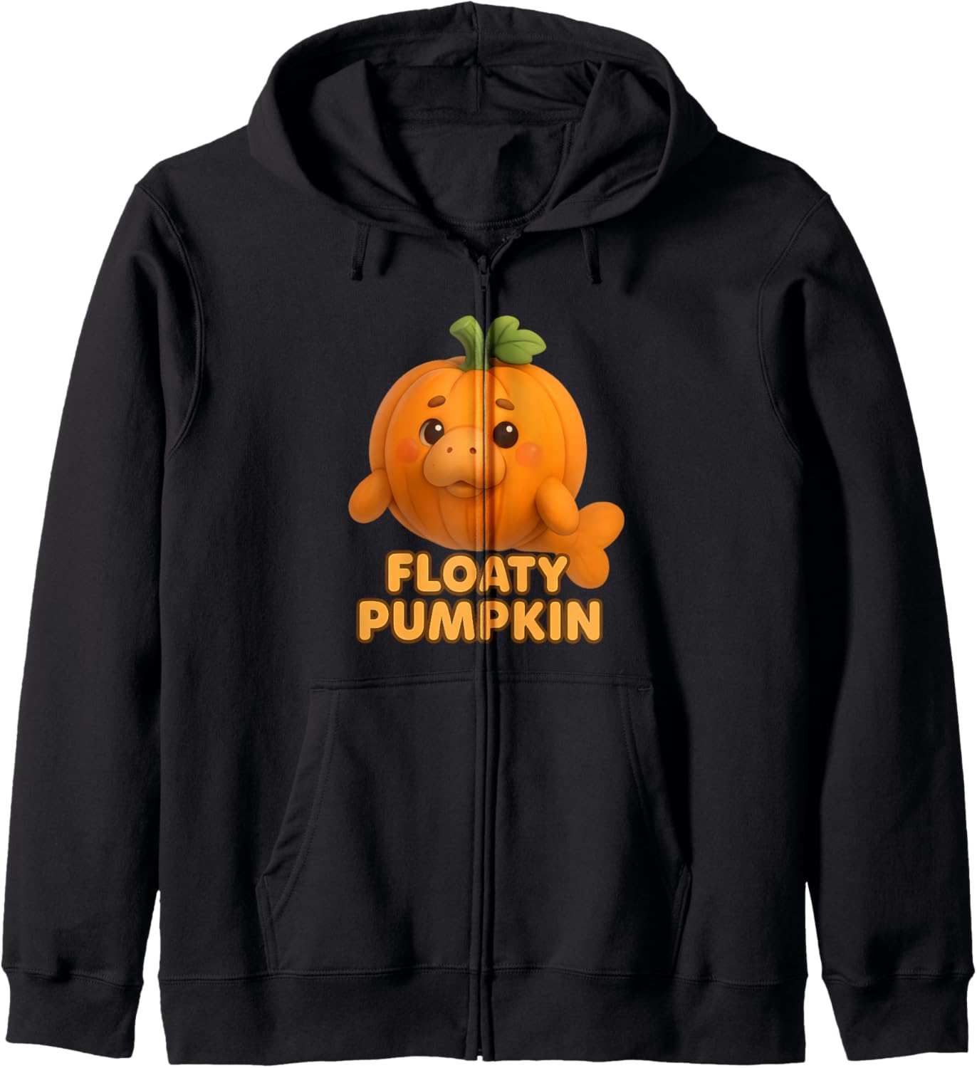 Halloween Manatee Floaty Pumpkin Zip Hoodie