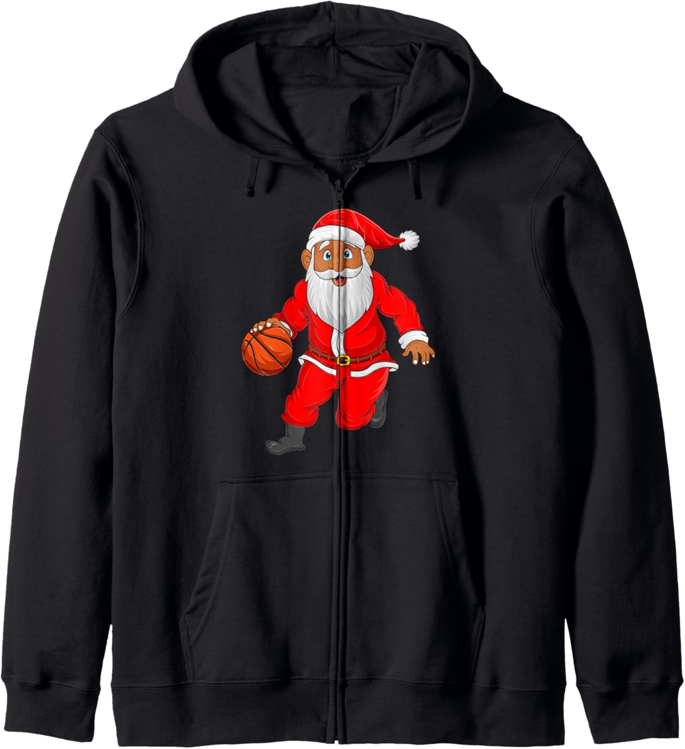 Basketball Player Santa Christmas Pajamas Funny Xmas Zip Hoodie