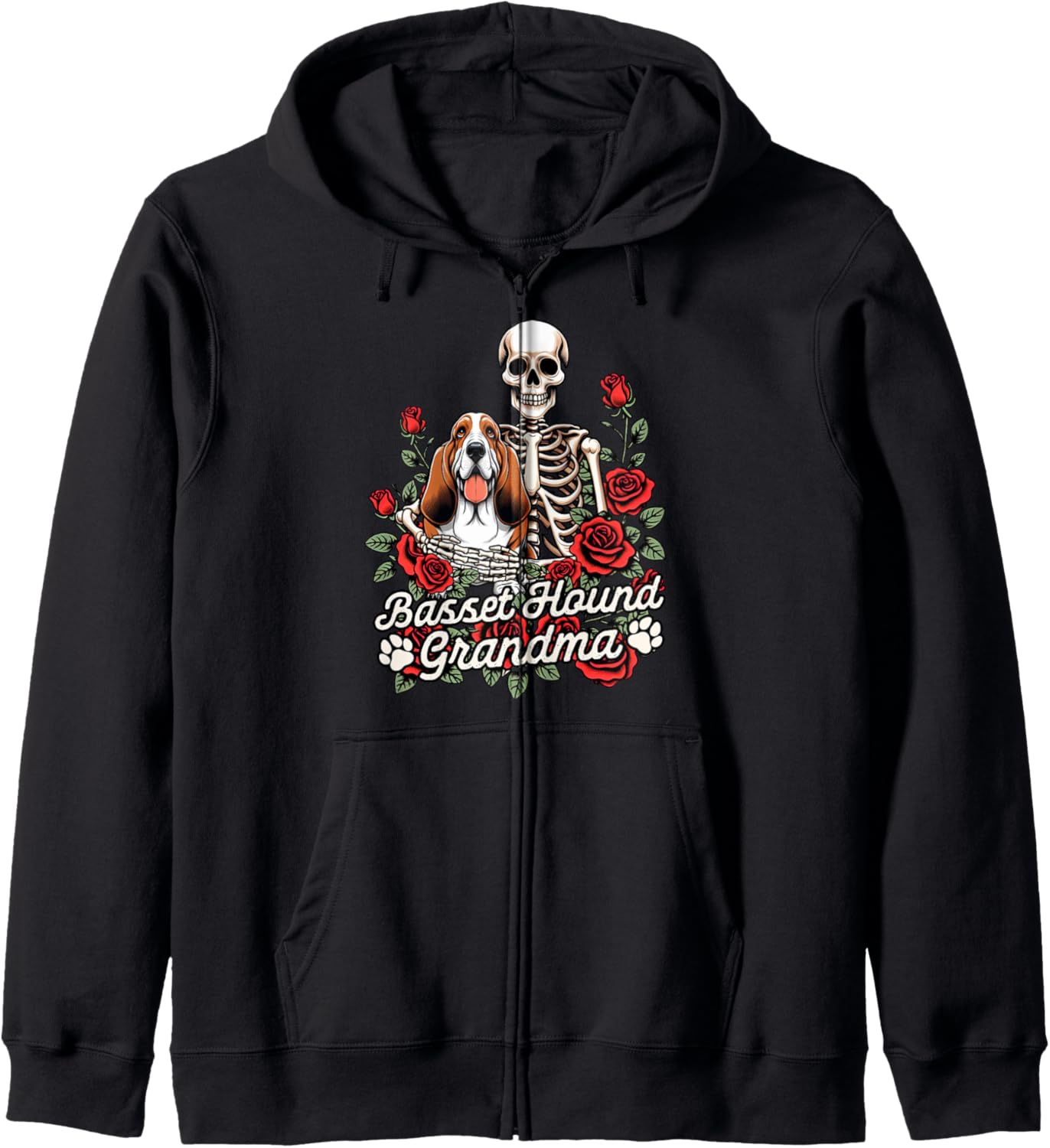 Basset Mom Skeleton Basset Hound Mama Basset Hound Grandma Zip Hoodie