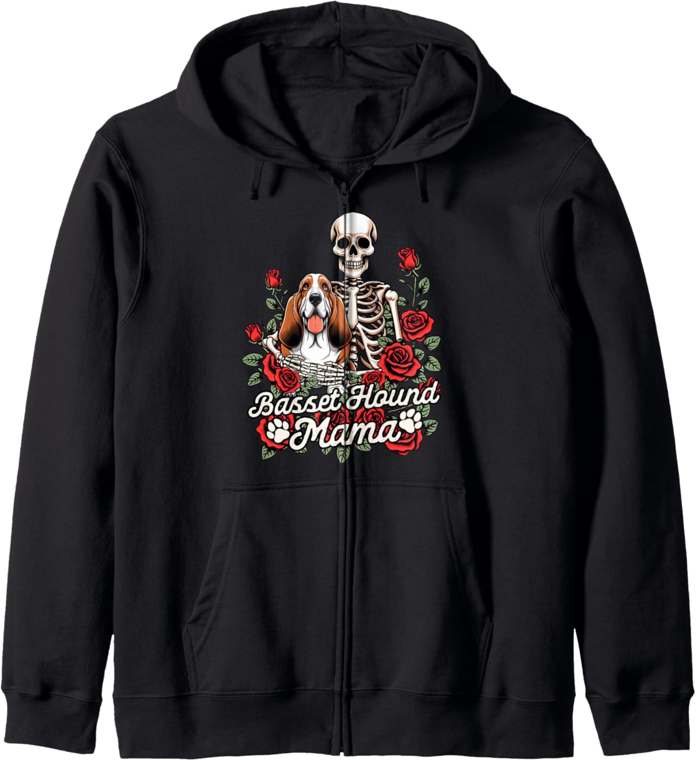 Basset Mom Skeleton Basset Hound Mama Basset Hound Mom Zip Hoodie