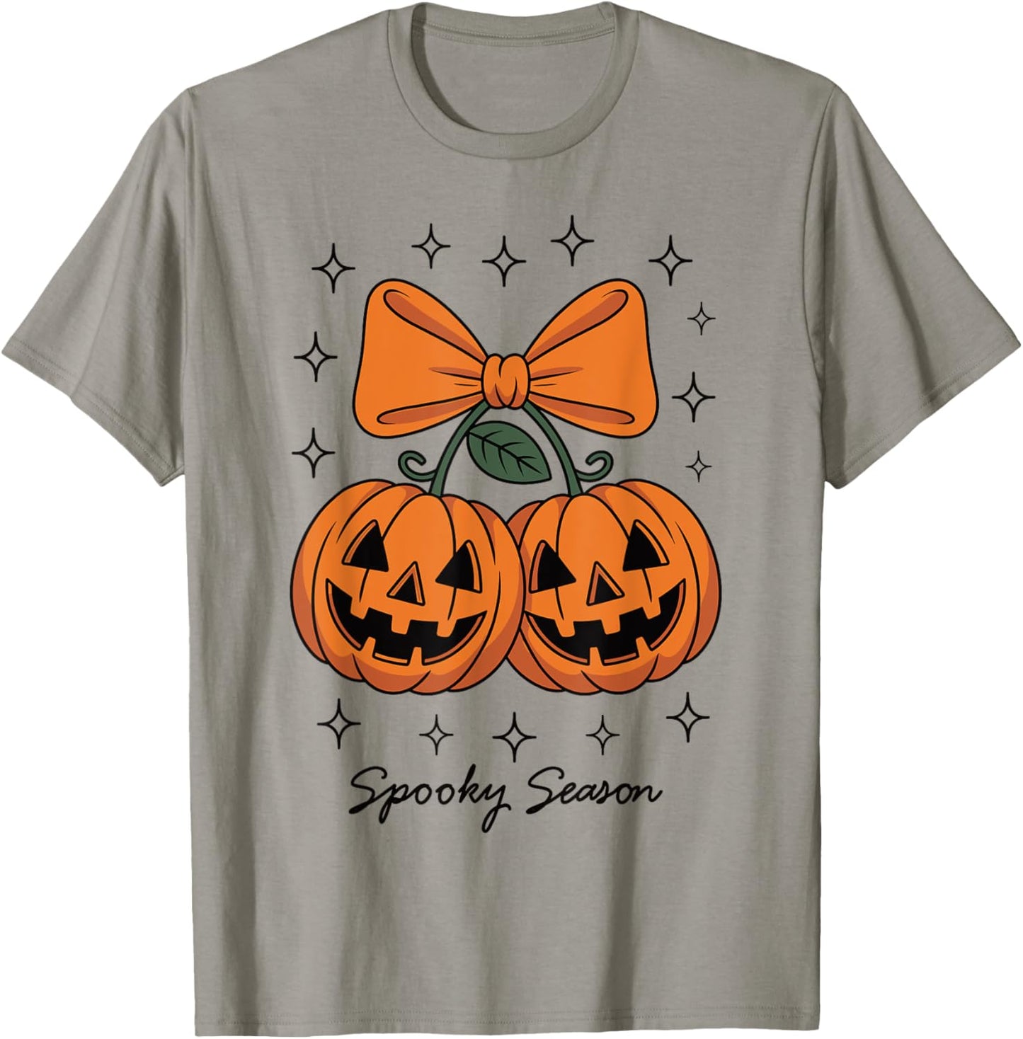 Halloween Pumpkin Cherries Coquette Bow Spooky Season Girls T-Shirt