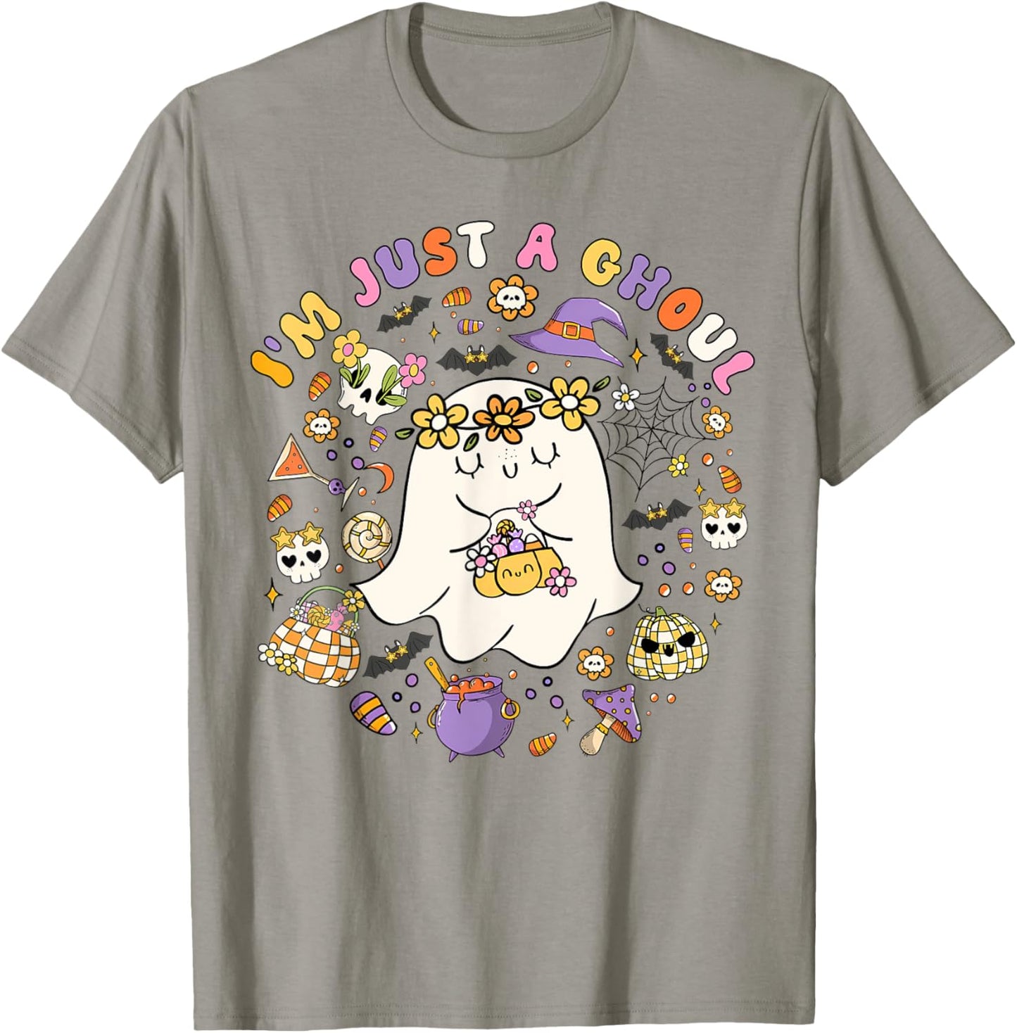 Halloween I'm Just A Ghoul Cute Ghost Groovy Girl Women T-Shirt