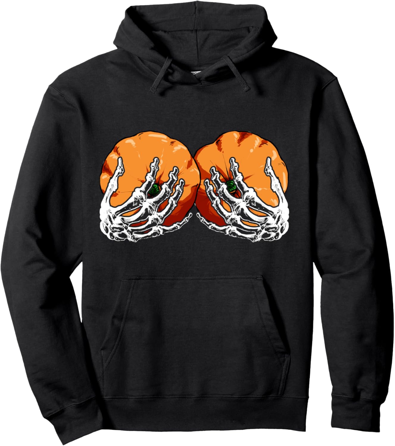 Halloween Pumpkin Boob Womens Skeleton Hand Pullover Hoodie