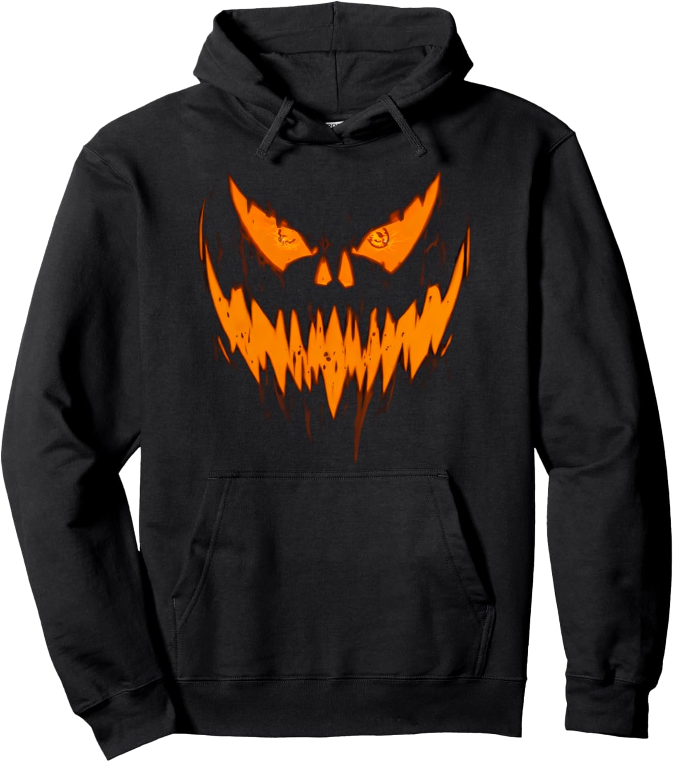 Halloween Scary Evil Pumpkin Face Jack O Lantern Design Pullover Hoodie