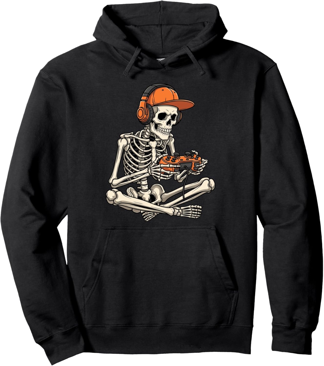 Halloween Skeleton Playing Video Games Gaming Men Boys Kids Pullover Hoodie