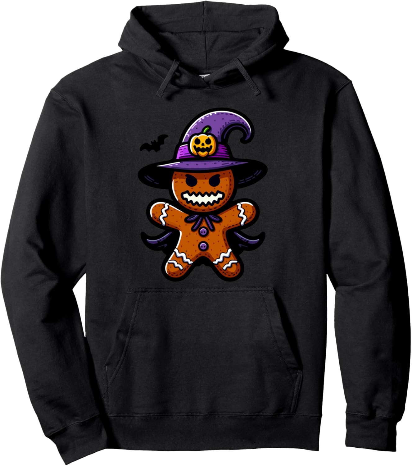 Halloween Gingerbread Man Witch Hat Costume Spooky Season Pullover Hoodie