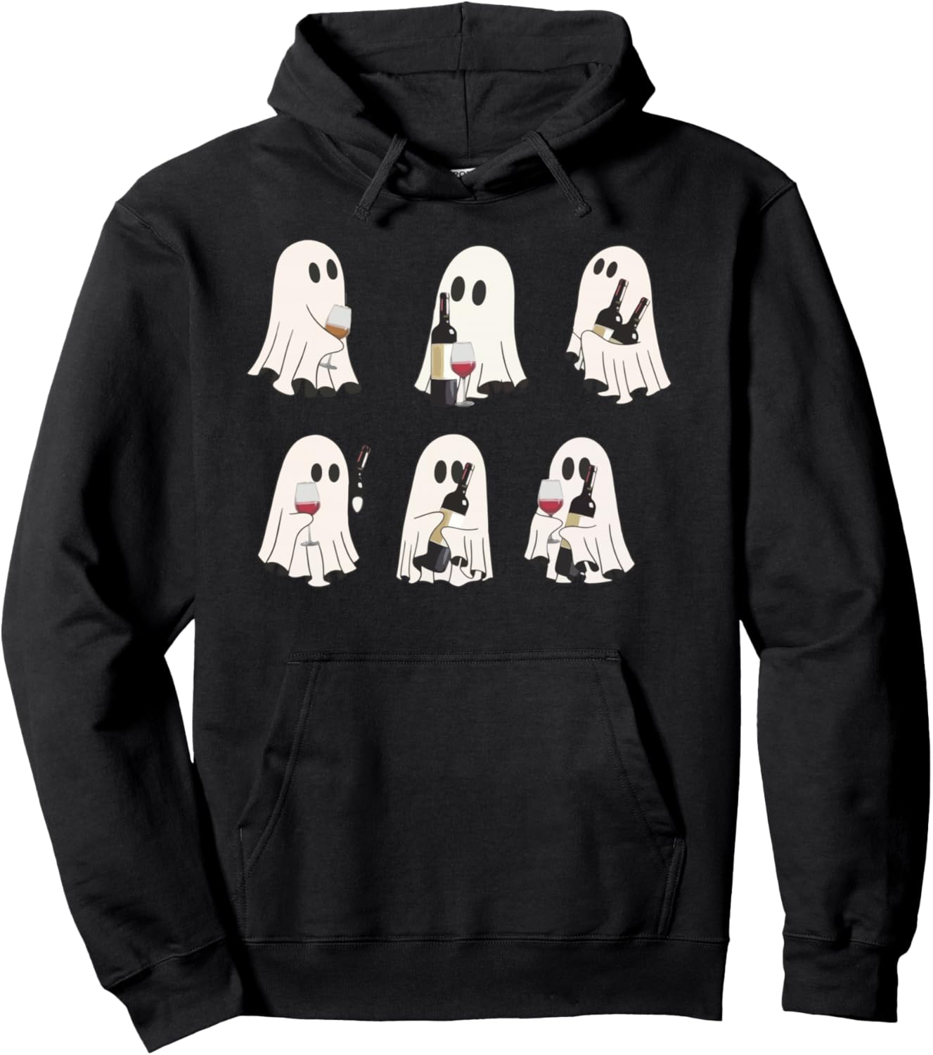Halloween Ghost Wine Ghost Cute Lace Ghost Halloween Spooky Pullover Hoodie