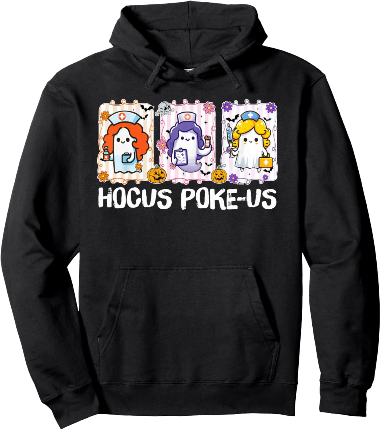 Halloween Ghost Nurse Hocus Poke Us Costume Spooky Season Pullover Hoodie