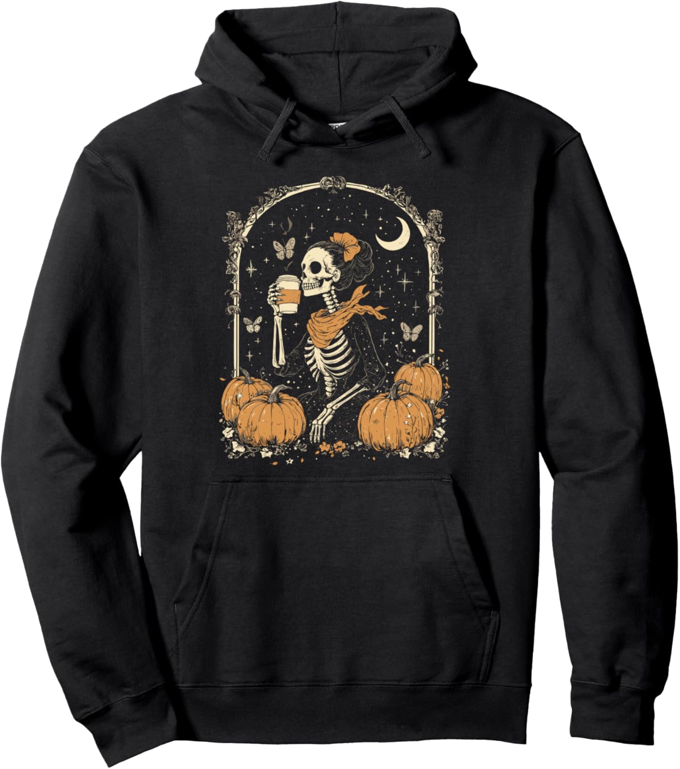 Halloween Pumpkin Spice Skeleton Pullover Hoodie