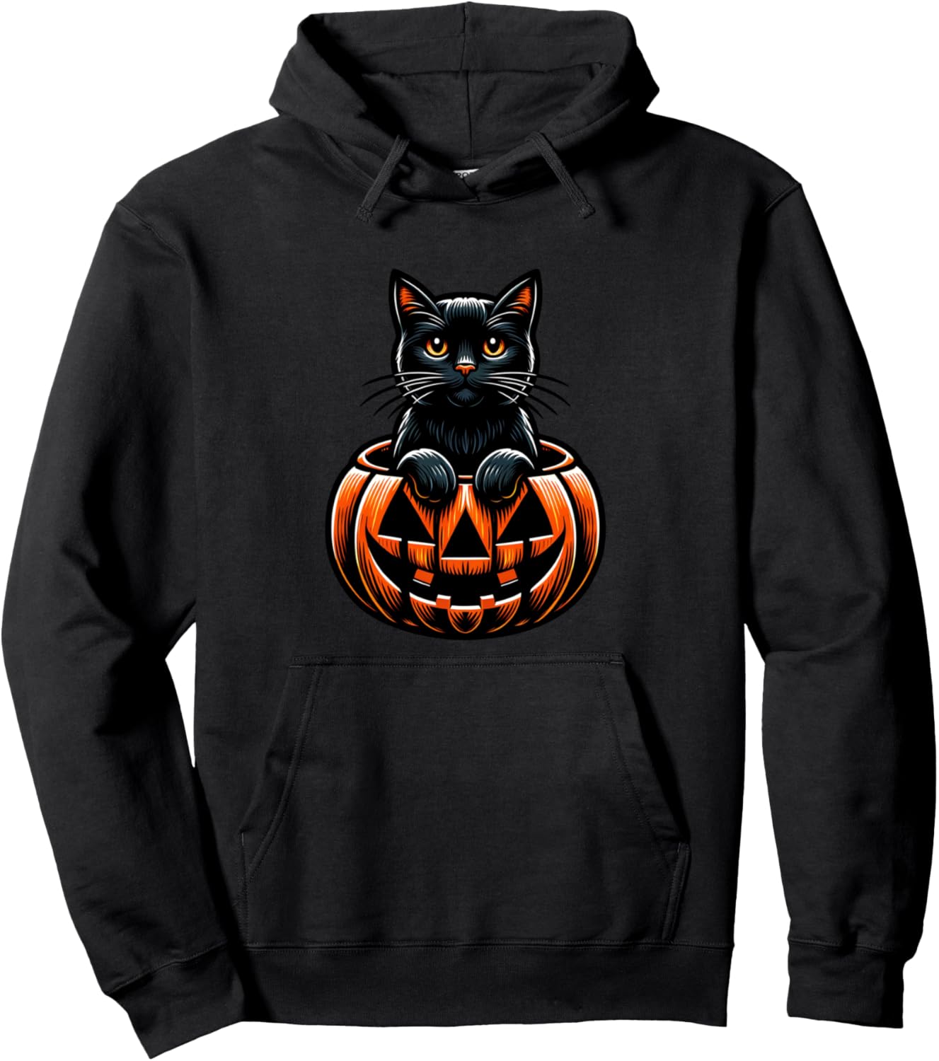 Halloween Pumpkin Cat Funny Halloween Pullover Hoodie