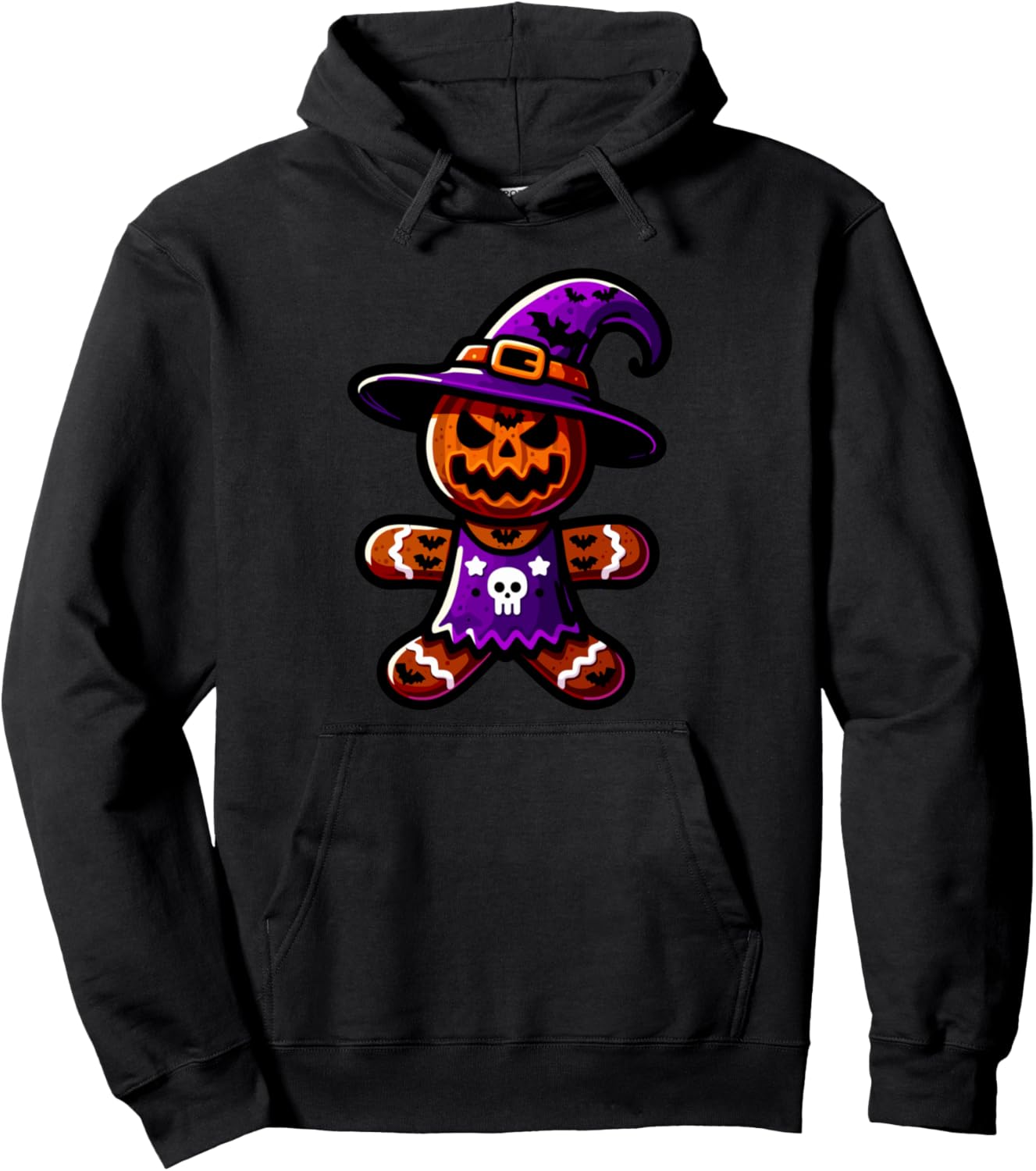 Halloween Gingerbread Man Witch Hat Costume Spooky Season Pullover Hoodie
