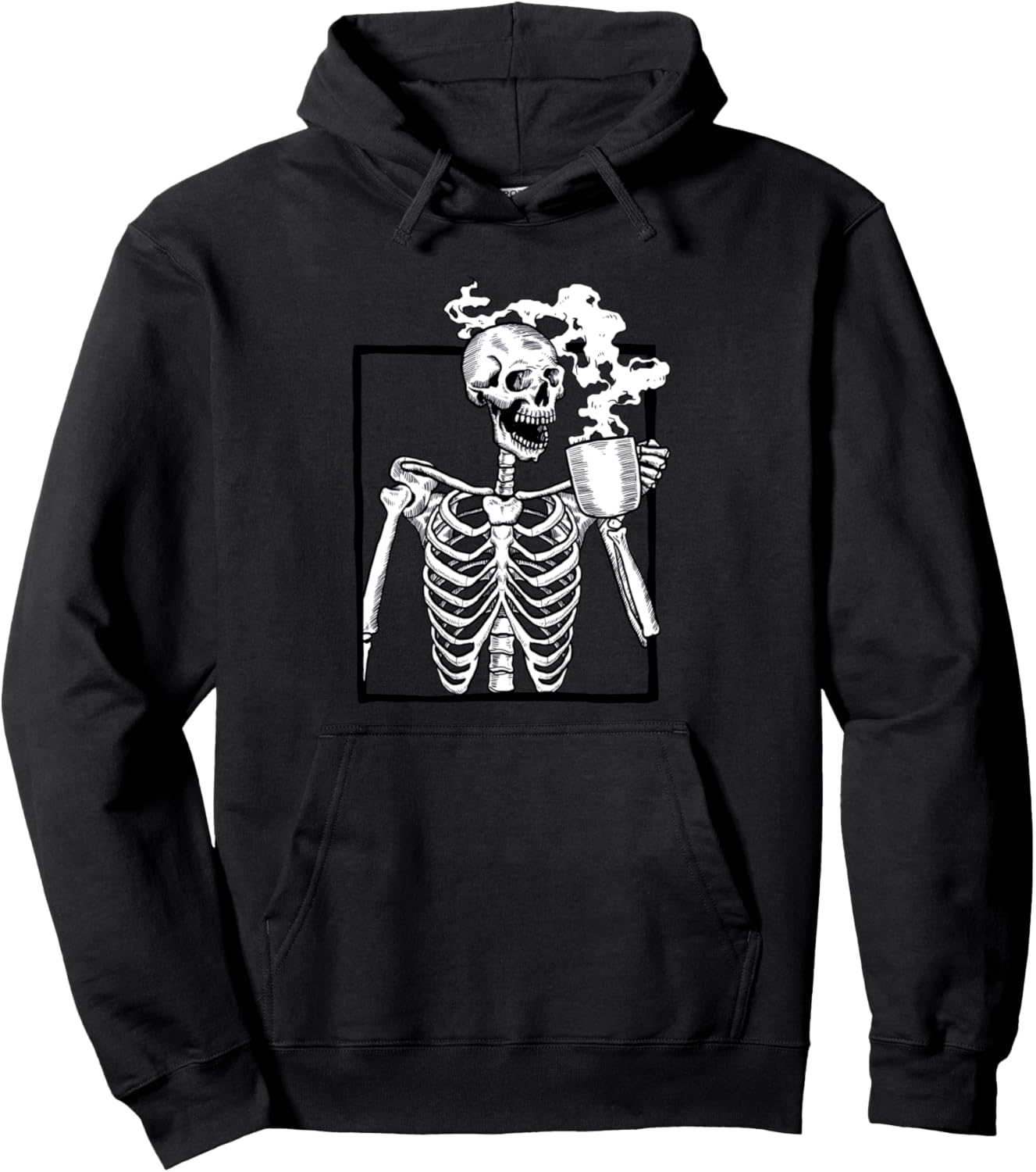 halloween skeleton drinking coffee funny skull Pullover Hoodie