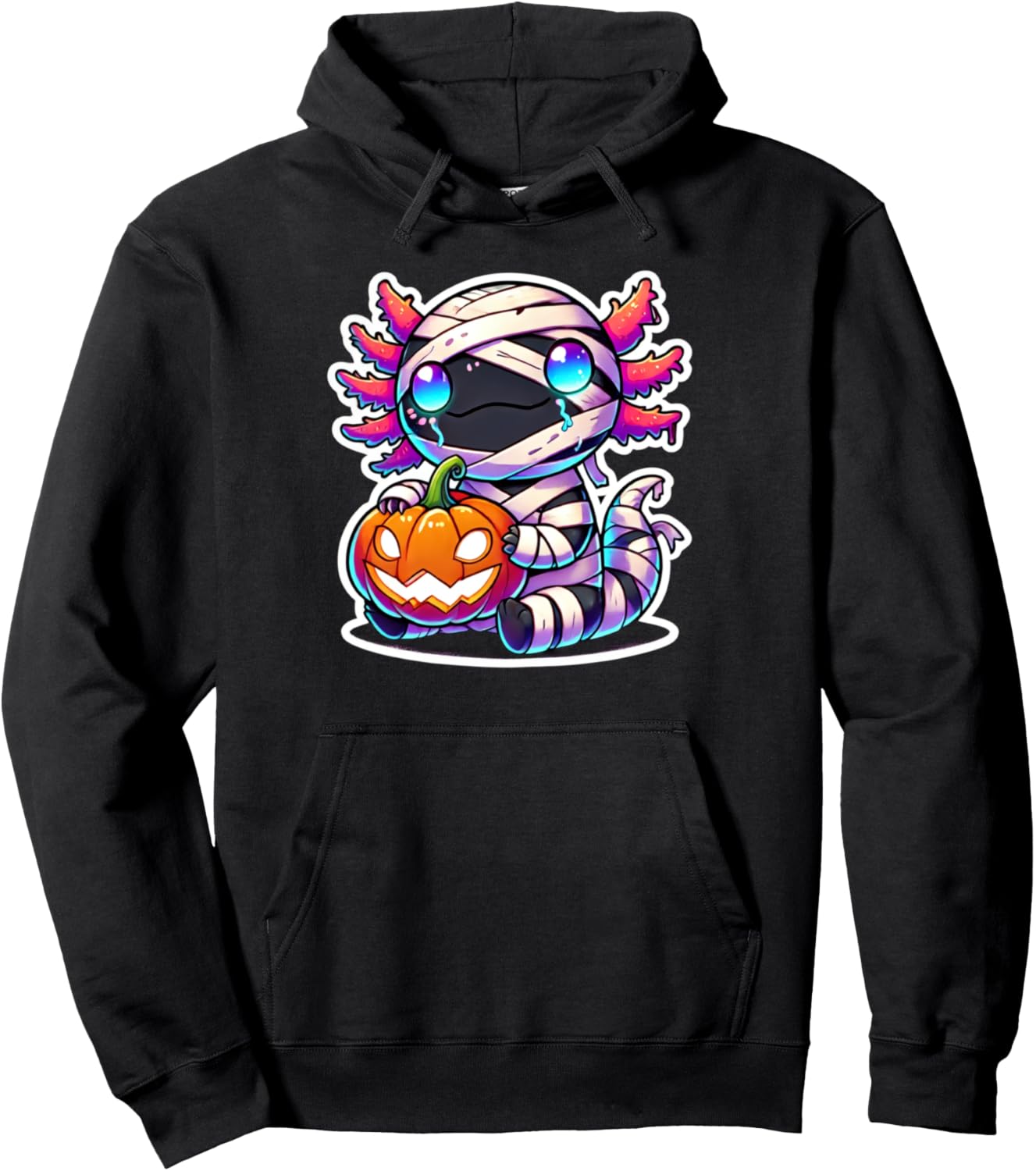 Axolotl Mummy Cute Kawaii Pumpkin Boys Girls Halloween Pullover Hoodie