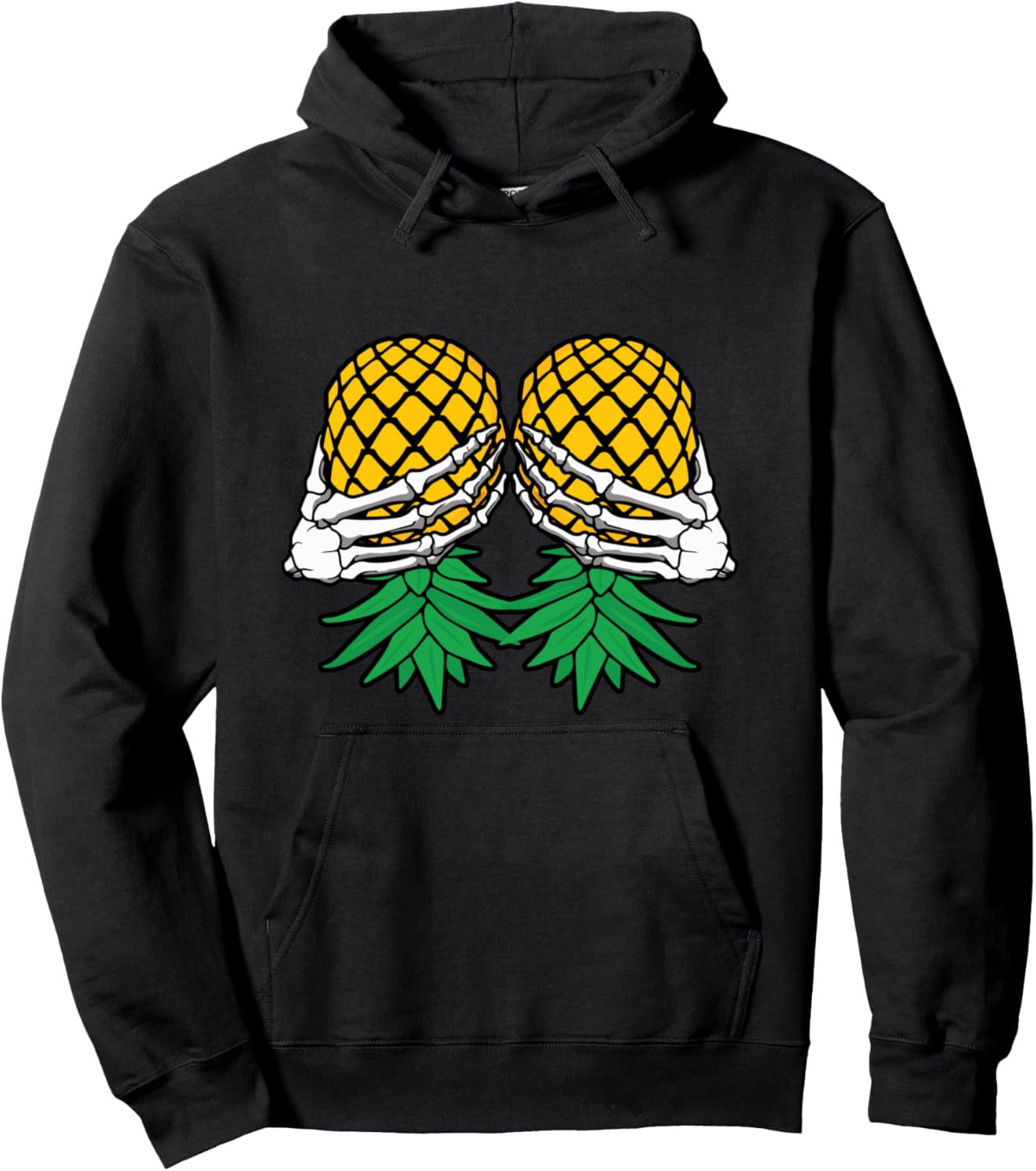 Halloween Boob Upside Down Pineapple Swinger Skeleton Hand Pullover Hoodie