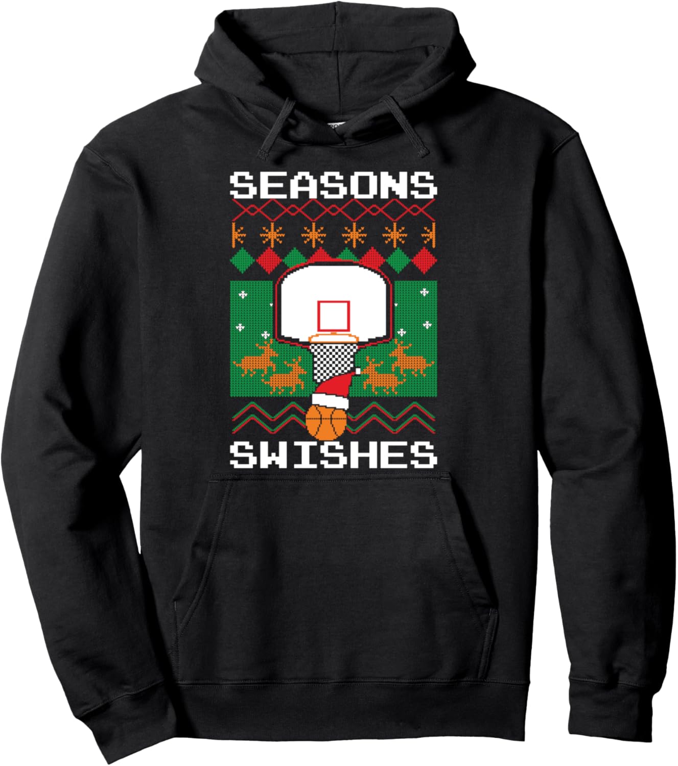 Basketball Player Ugly Christmas Sweater Seasons Swishes Pullover Hoodie