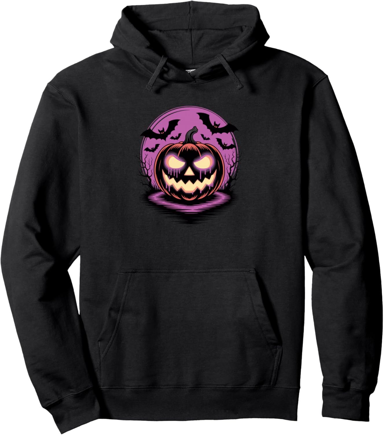 Halloween Pumpkin Spooky Season Bats Pullover Hoodie