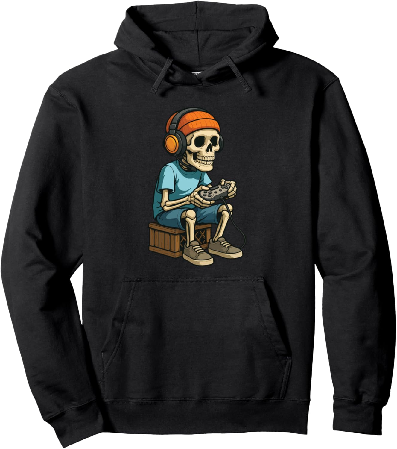 Halloween Skeleton Gamer Video Gaming For Boys Men Kids Pullover Hoodie