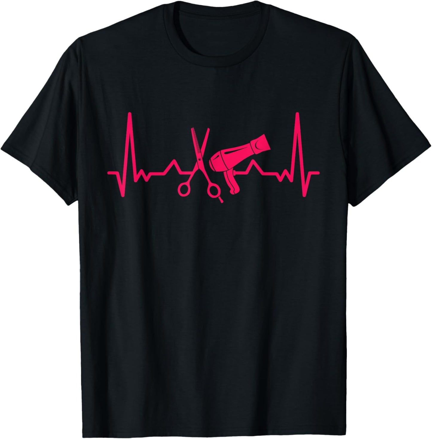 Hairdresser Gift Scissors Dryer Heartbeat Hairstylist T-Shirt