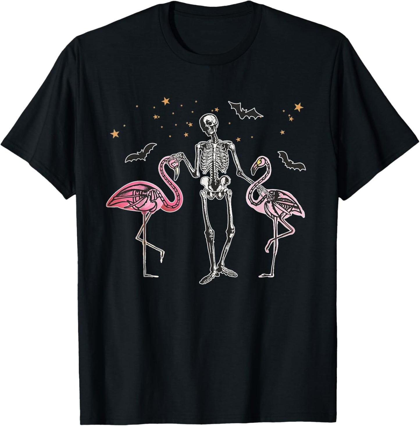 Halloween Pink Flamingo Costume Skeleton Spooky Season T-Shirt