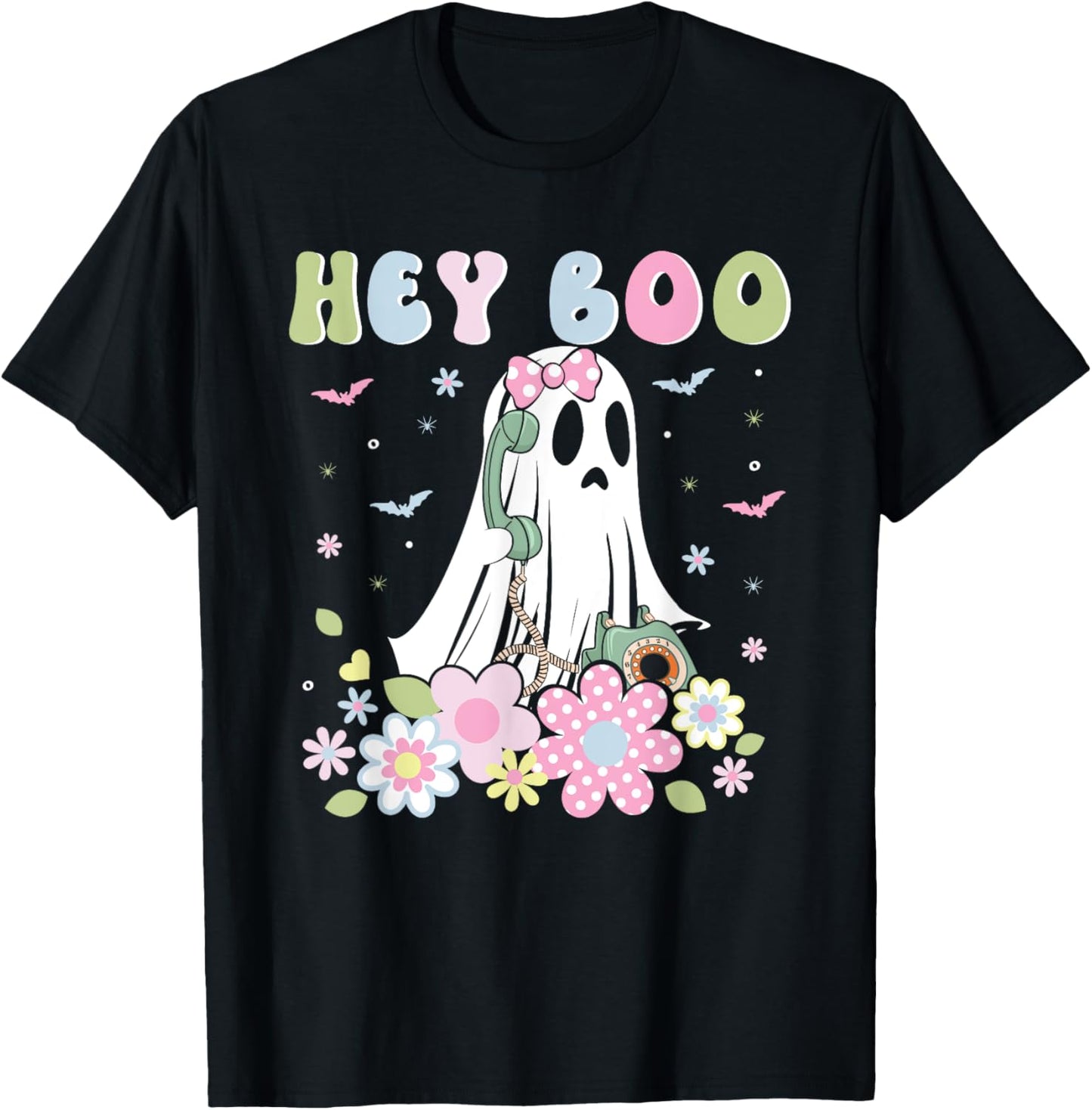 Groovy Hey Boo Cute Ghost Funny Halloween Mens Womens Kids T-Shirt