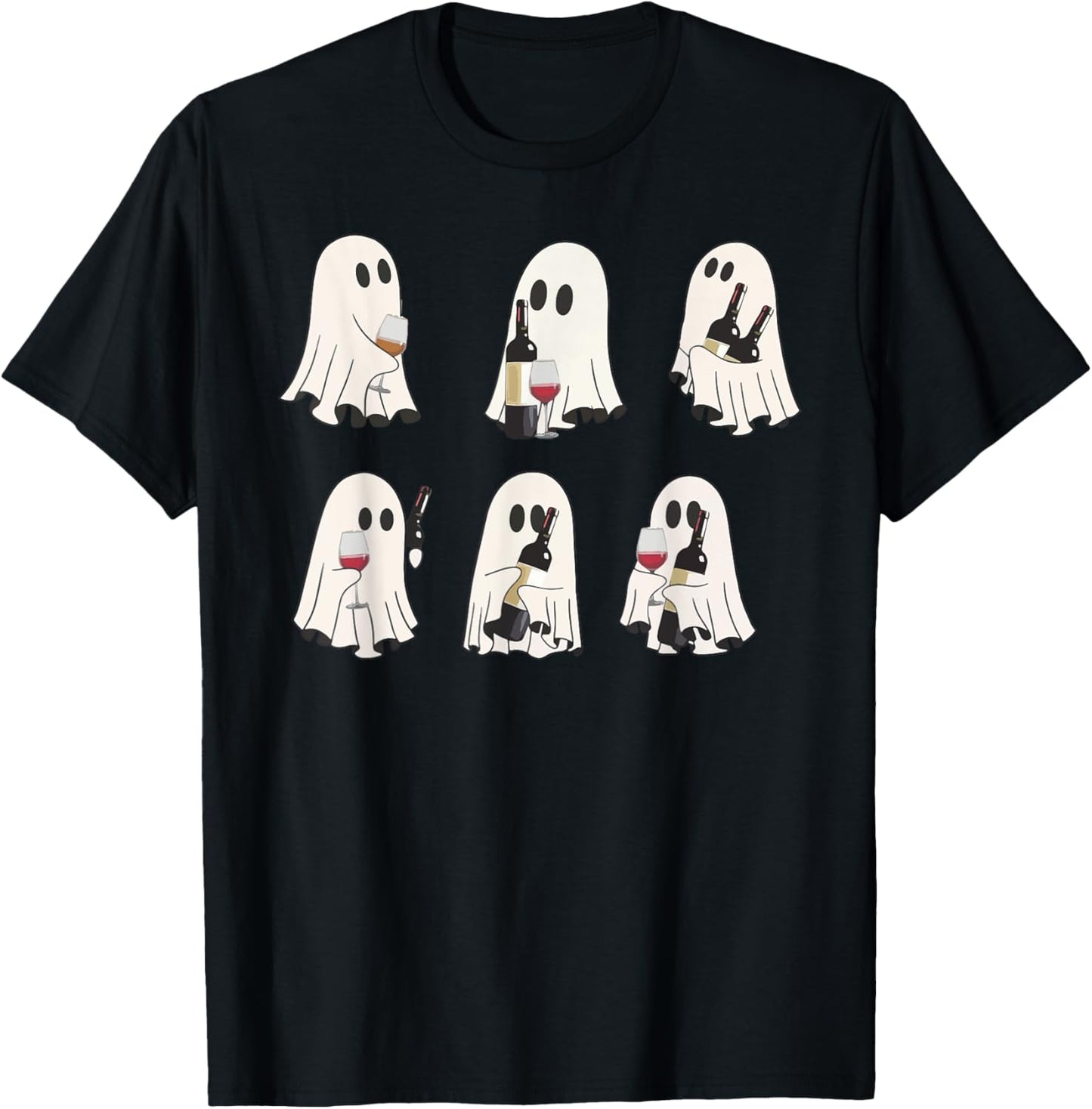 Halloween Ghost Wine Ghost Cute Lace Ghost Halloween Spooky T-Shirt