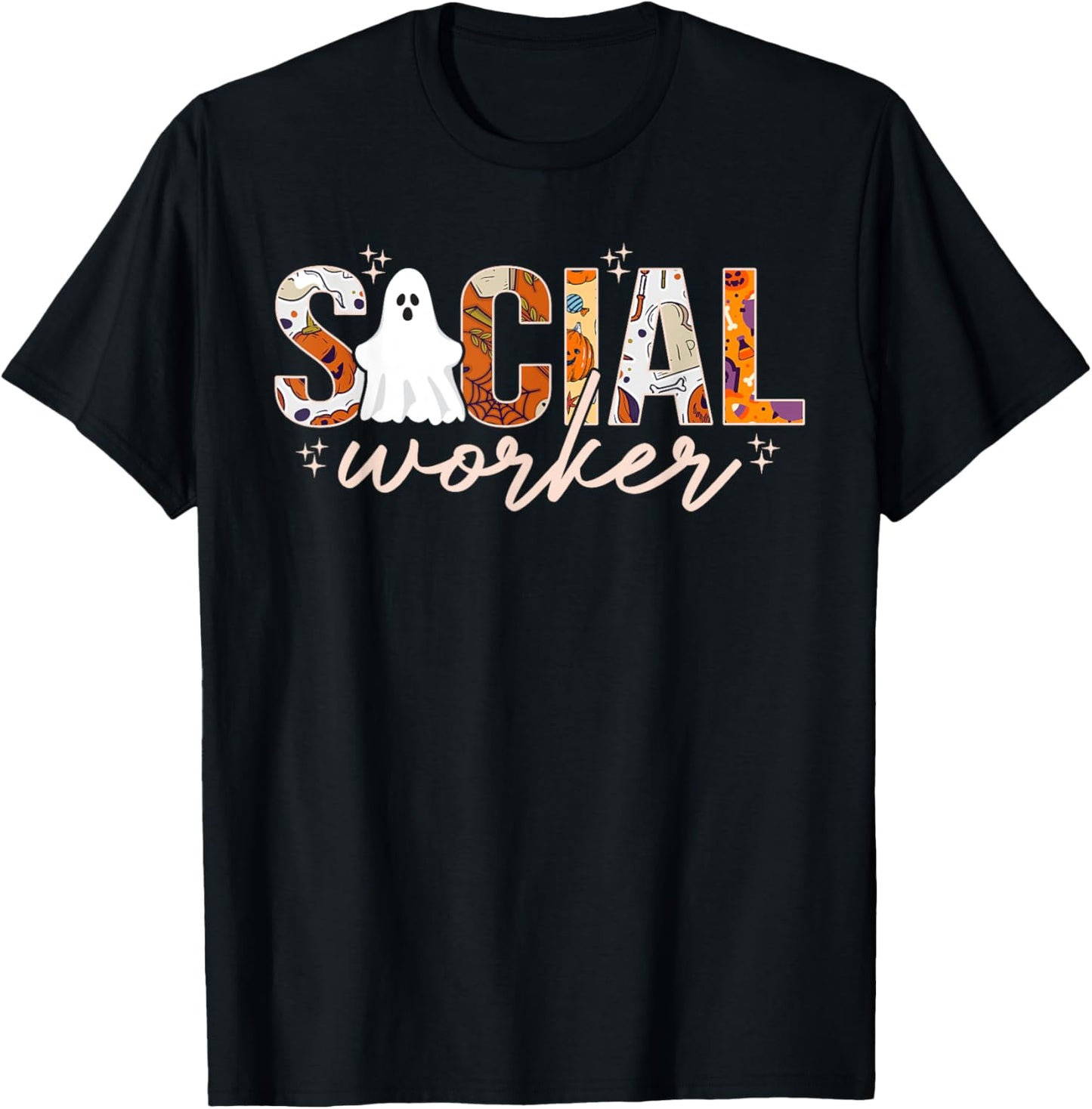 Halloween Social Worker spooky Ghost Spooky Season T-Shirt