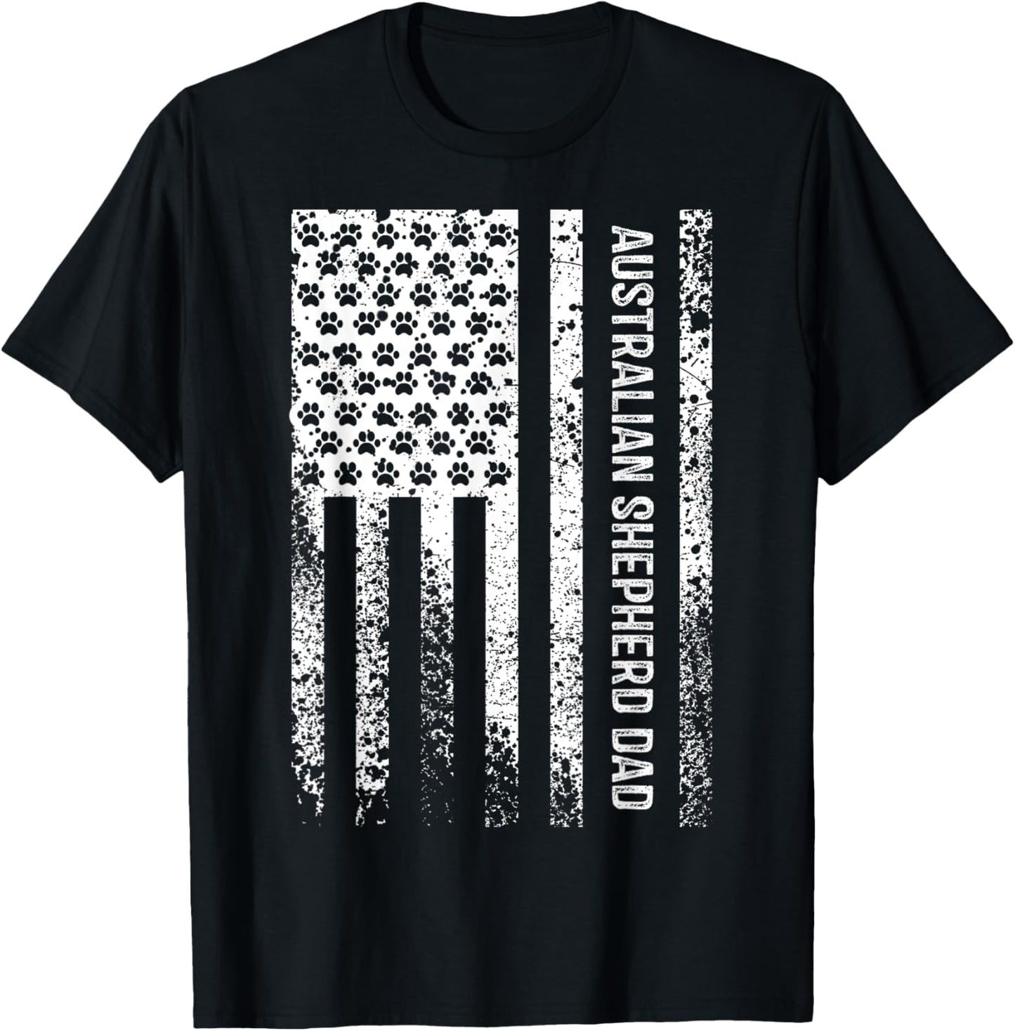 Australian Shepherd Dad American Flag Aussie Dog Dad T-Shirt for Men