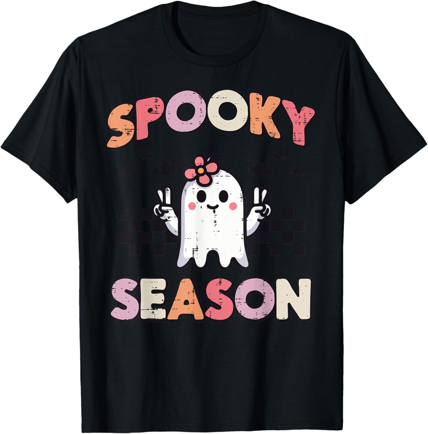 Halloween Ghost Peace Spooky Season Costume Girls Kids Women T-Shirt