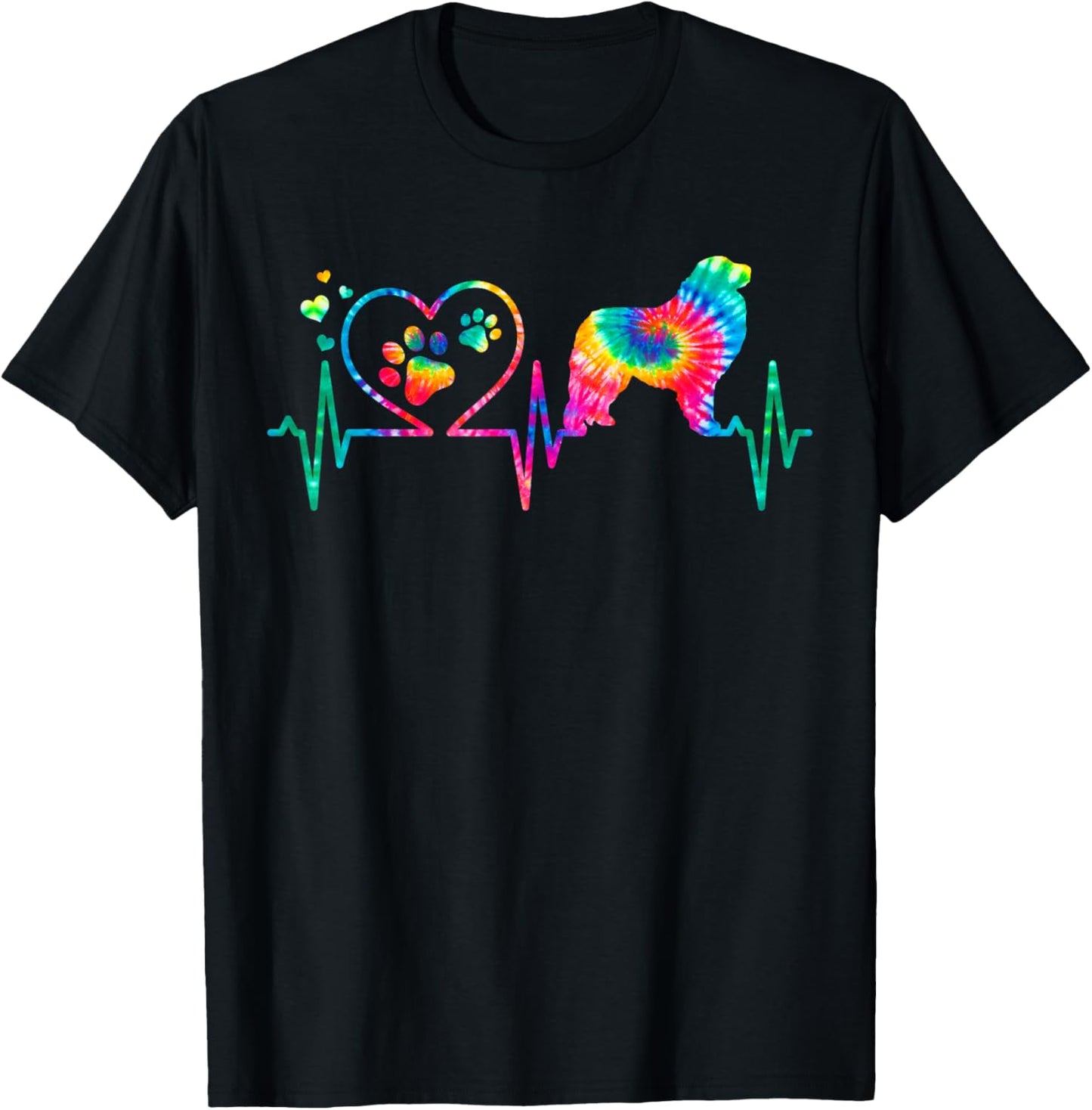 Great Pyrenees Mom Dad Heartbeat Tie Dye Dog Gift Men Women Girls Kids T-Shirt