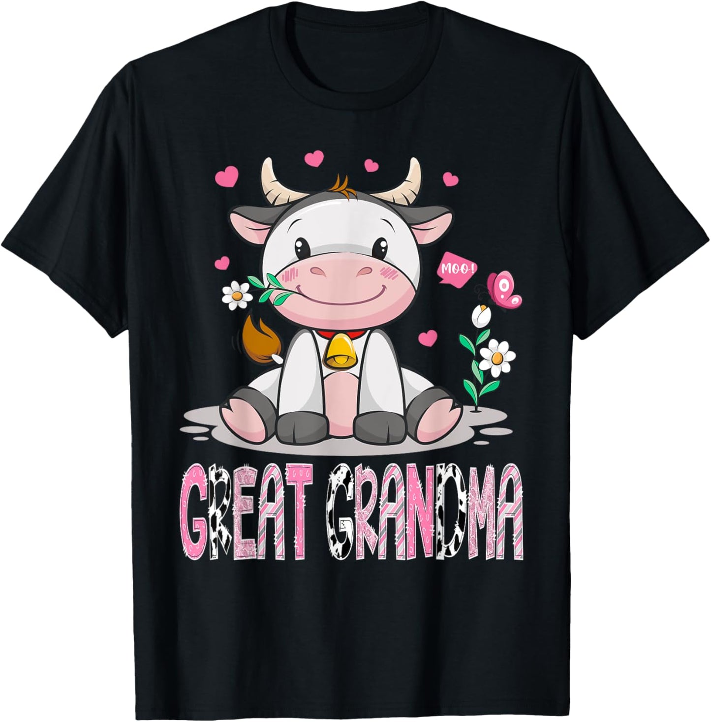 Great Grandma Cute Cow Moo Farmer Birthday Family Matching T-Shirt