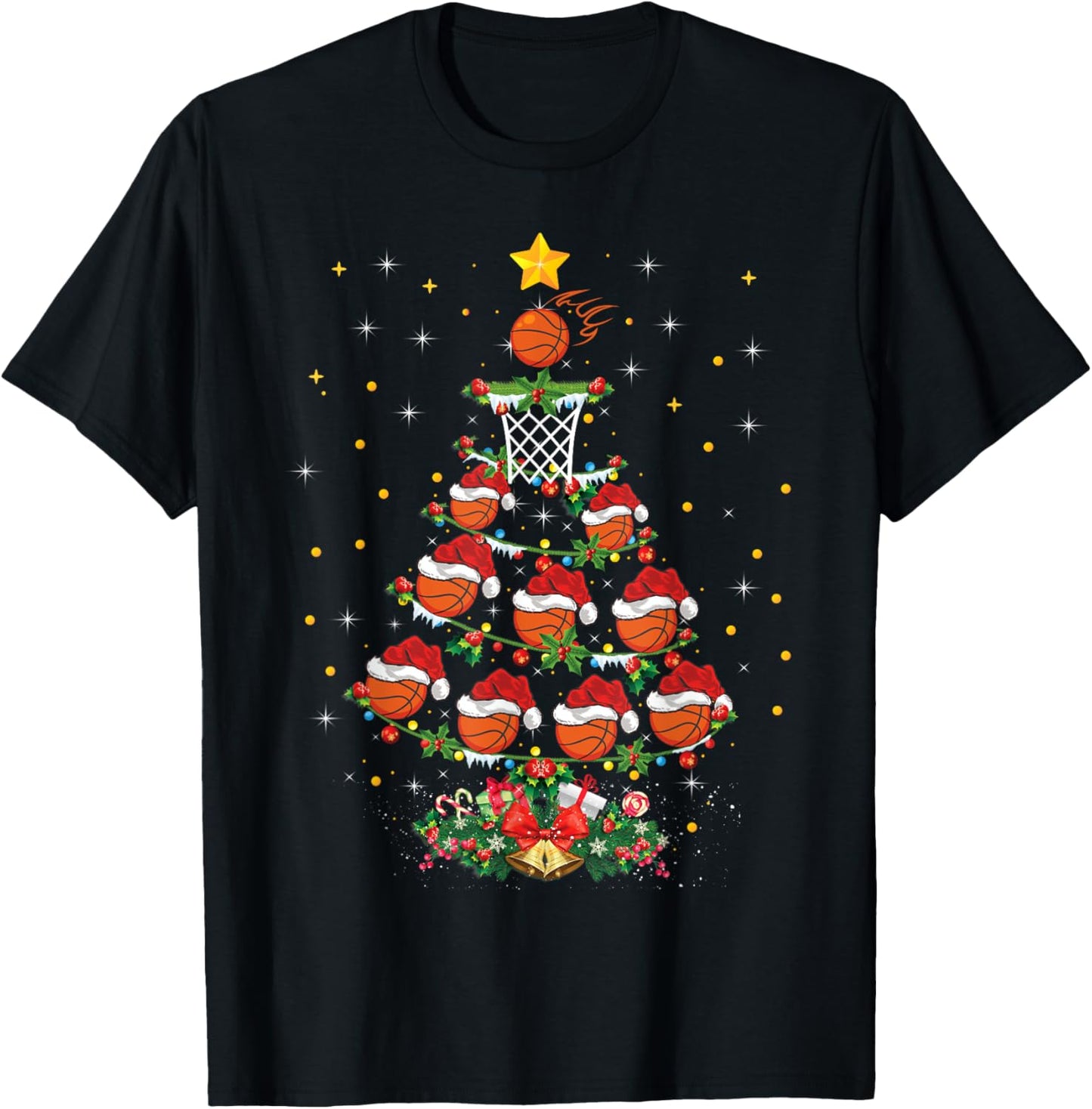 Basketball Sports Lover Xmas Gift Basketball Christmas Tree T-Shirt